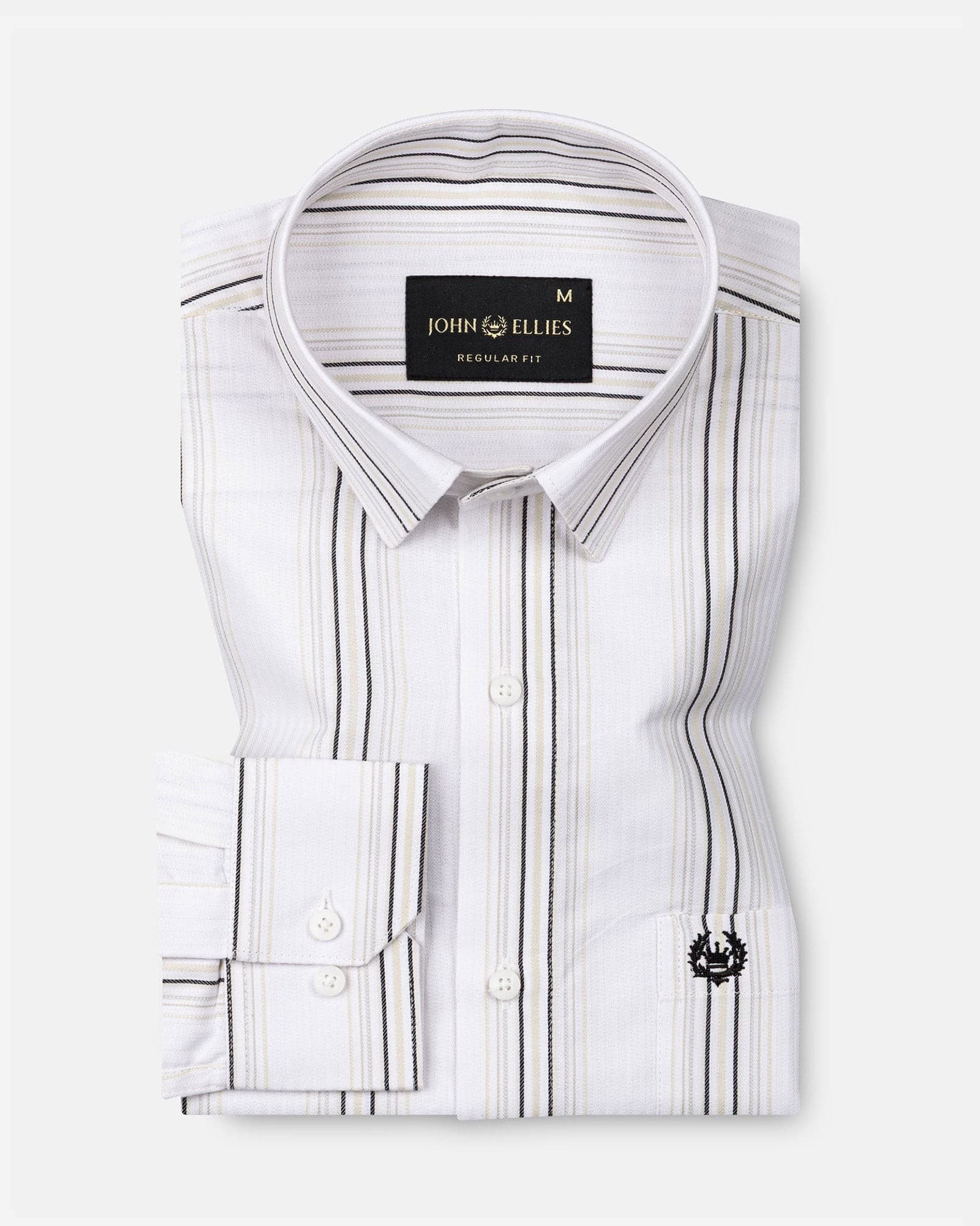 Rownin White Cotton Stripes Shirt
