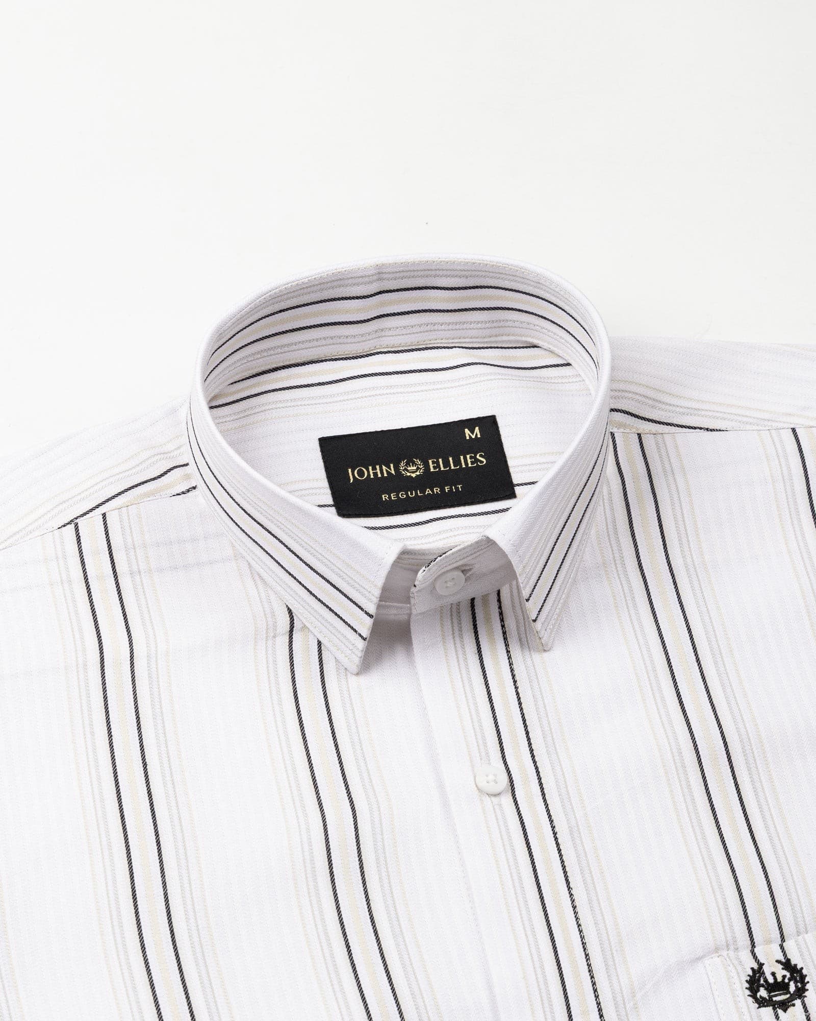 Rownin White Cotton Stripes Shirt