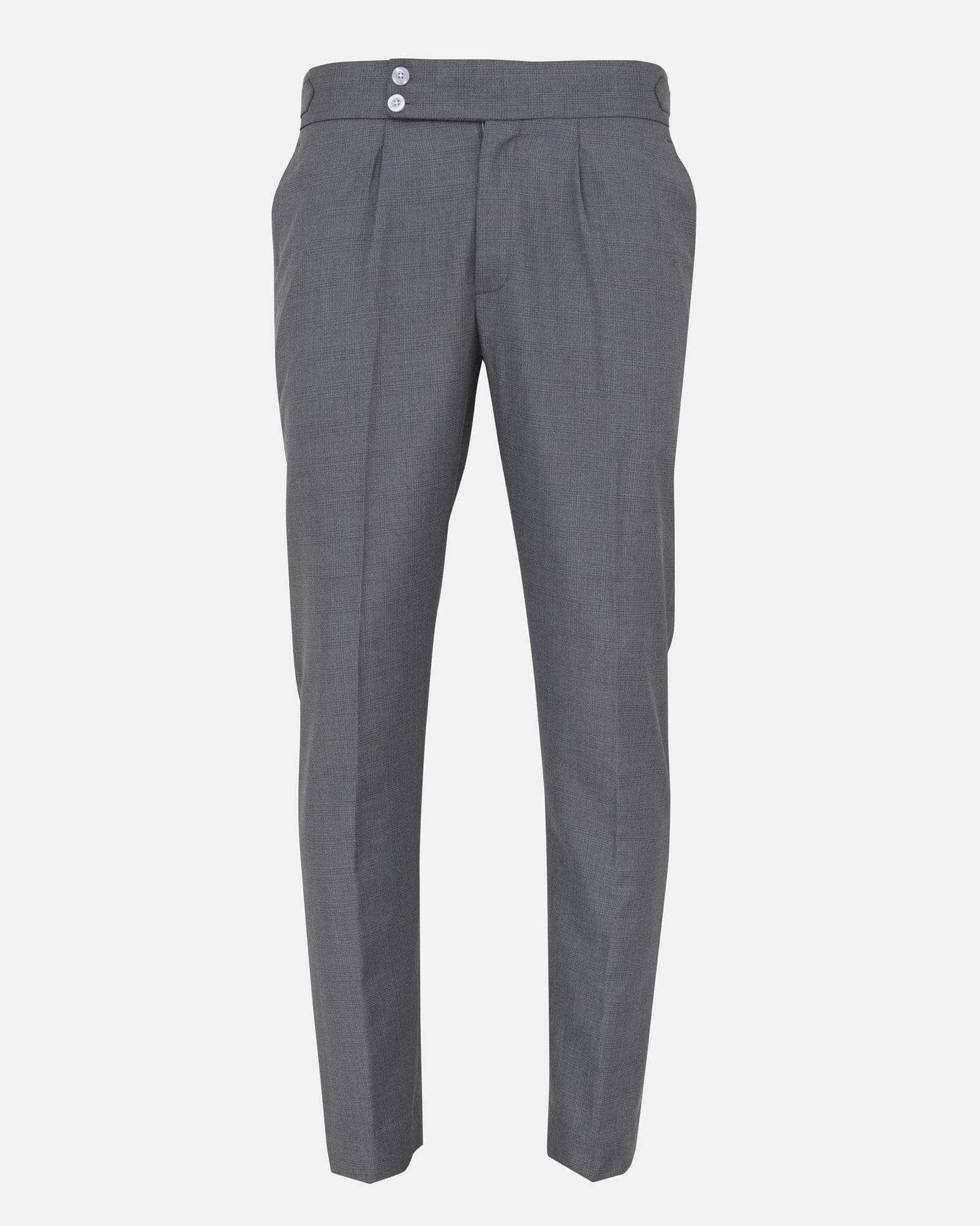 Vittorio Silver Checked Formal Single Pleated Italian Pant