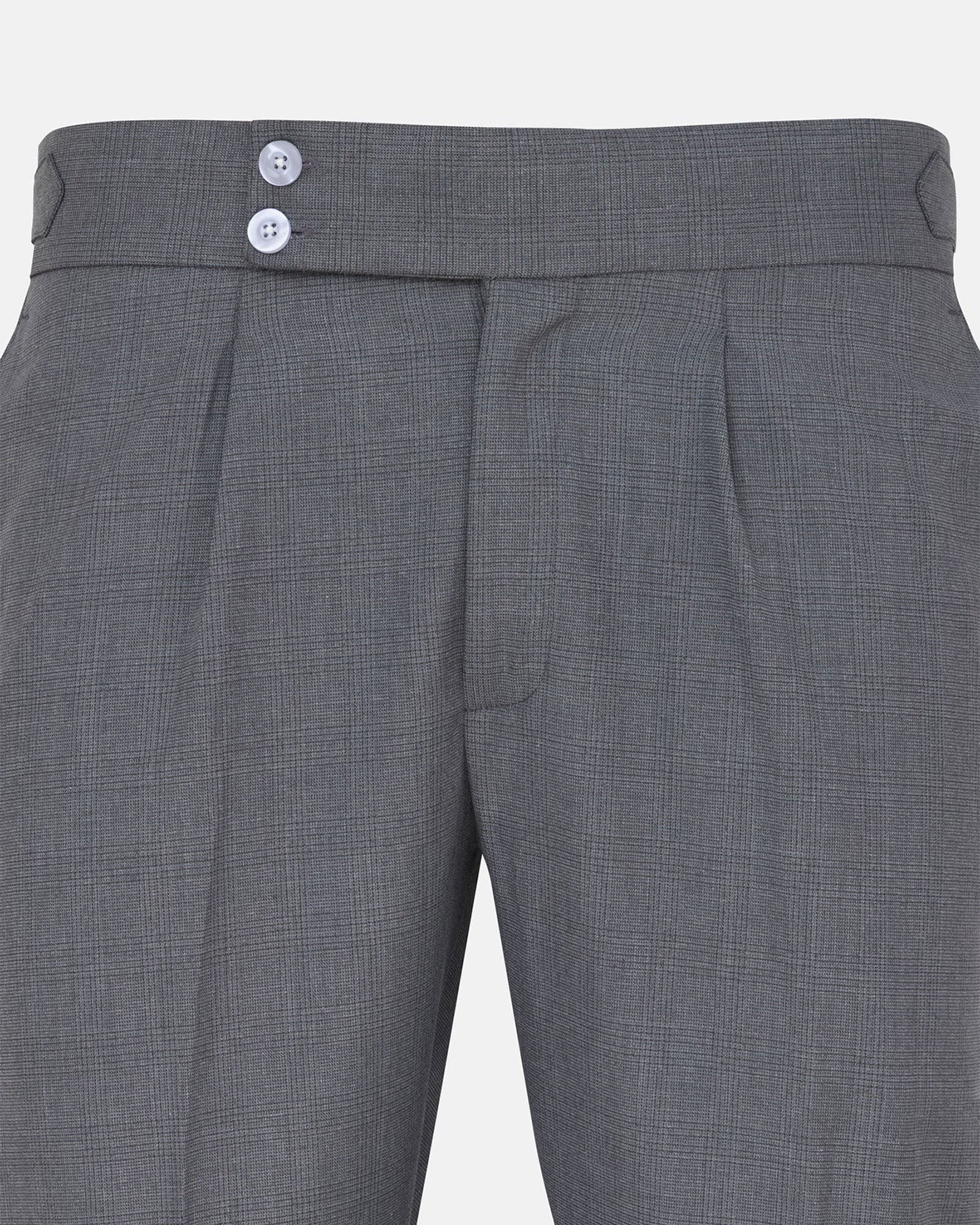 Vittorio Silver Checked Formal Single Pleated Italian Pant