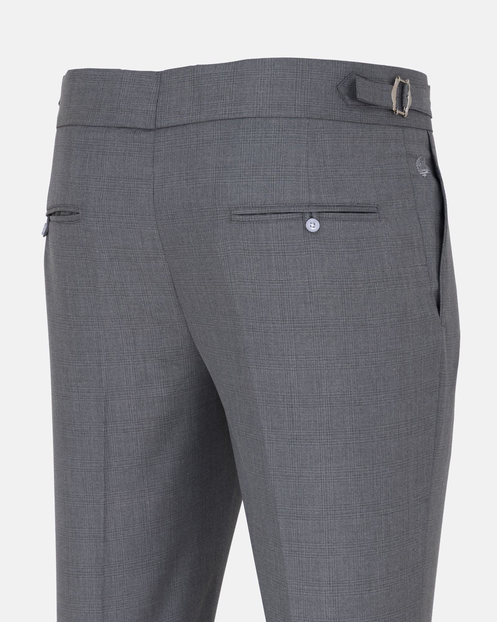 Vittorio Silver Checked Formal Single Pleated Italian Pant