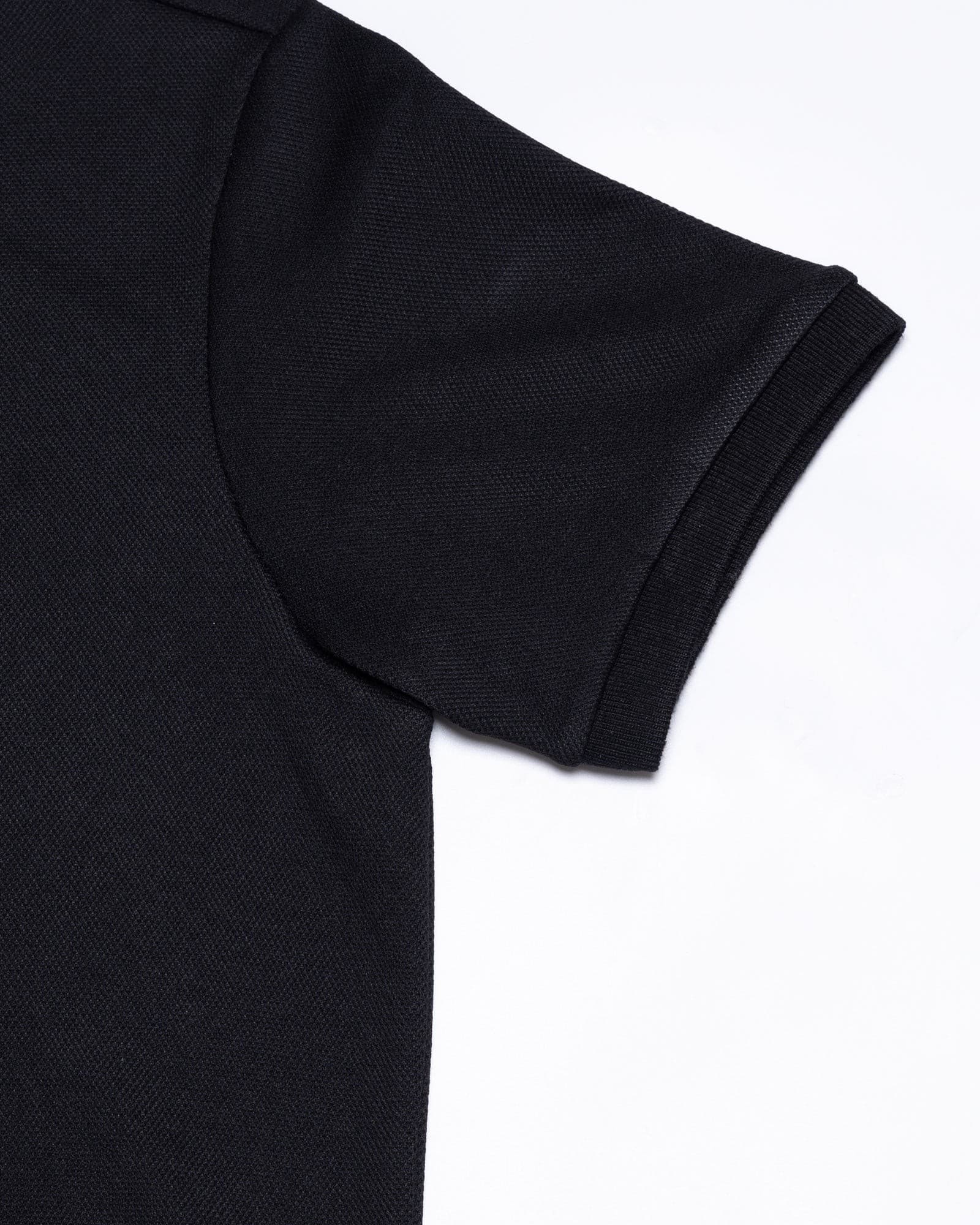 Sakura Black Cotton Polo T-Shirt