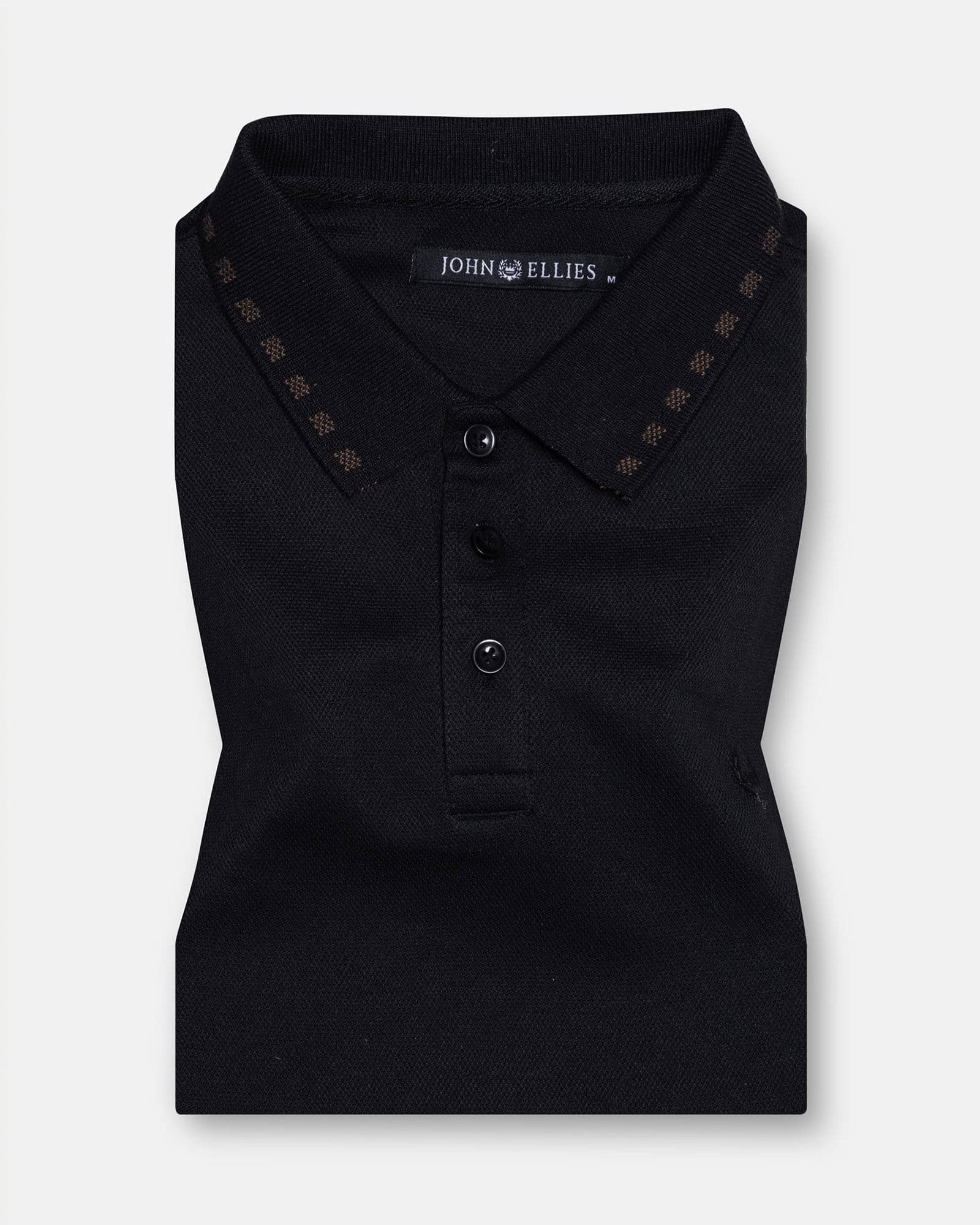 Sakura Black Cotton Polo T-Shirt