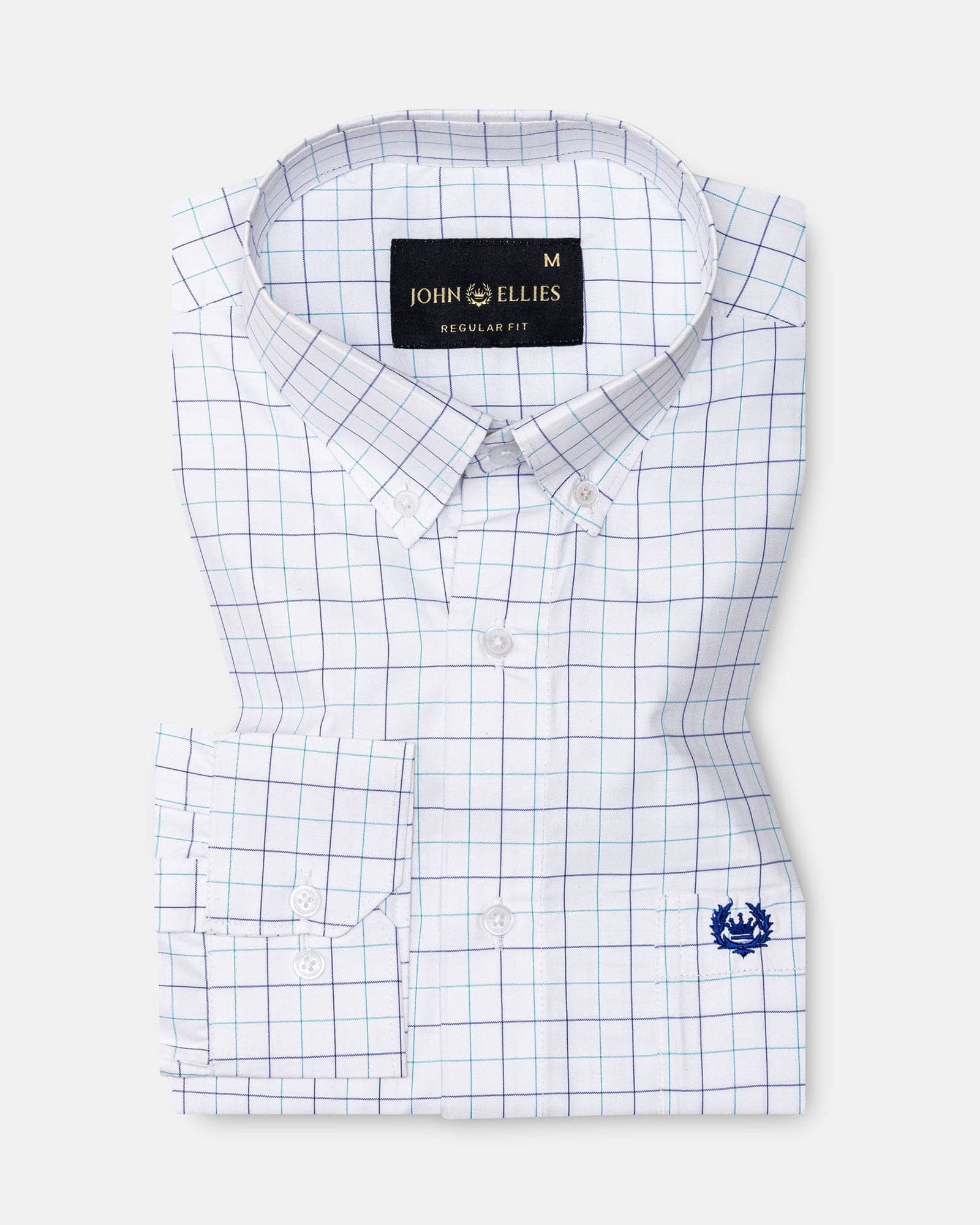 Ruvin Green Check Button Down Cotton Shirt