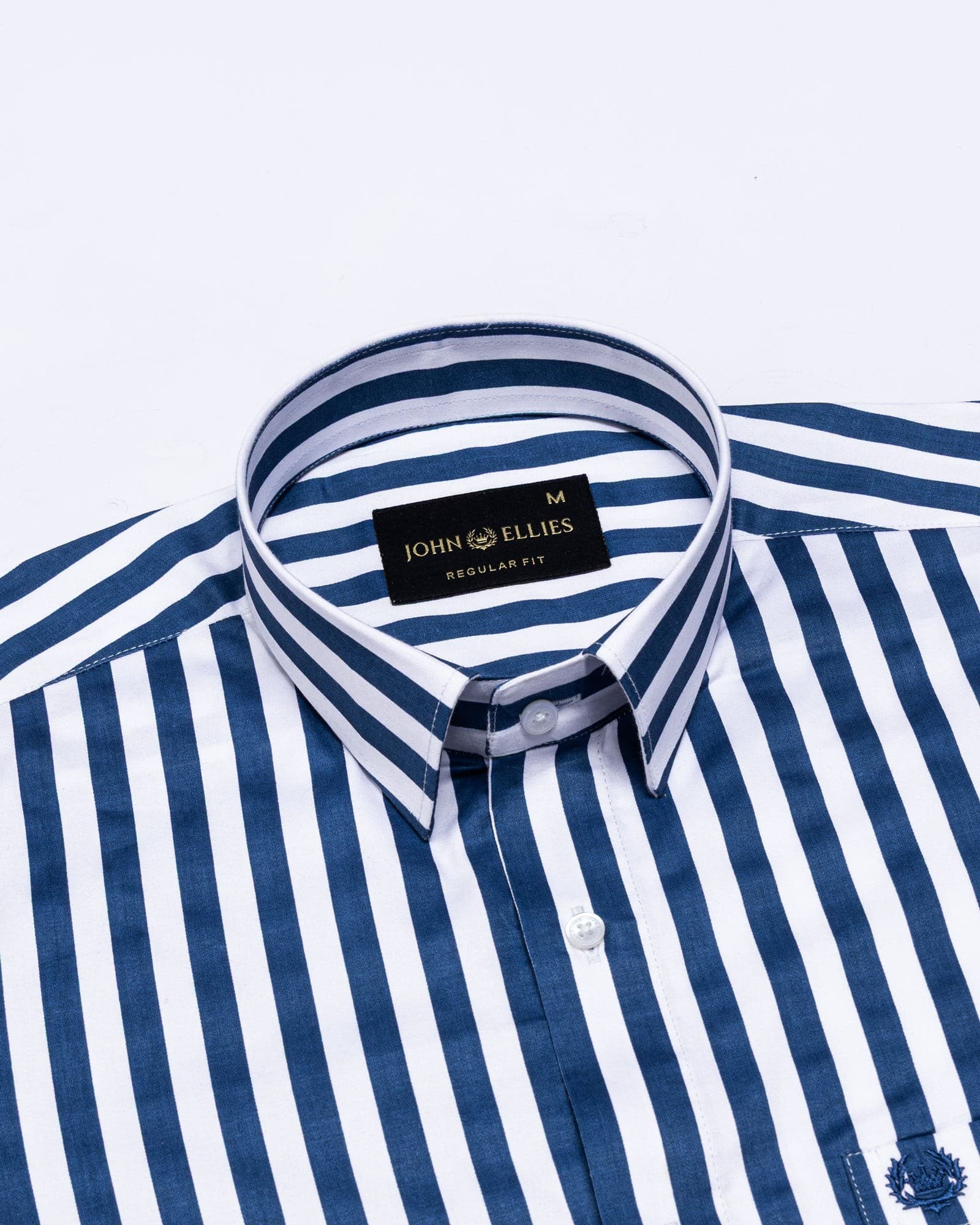 Holend Navy Blue Premium Cotton Stripes Shirt