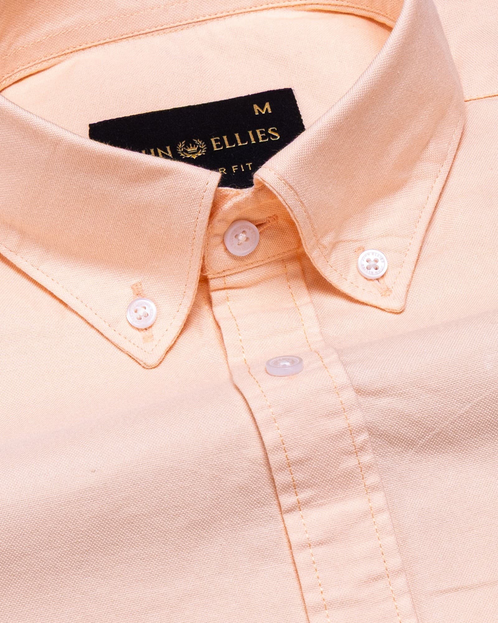 Regent Peach Plain Button Down Oxford Cotton Shirt