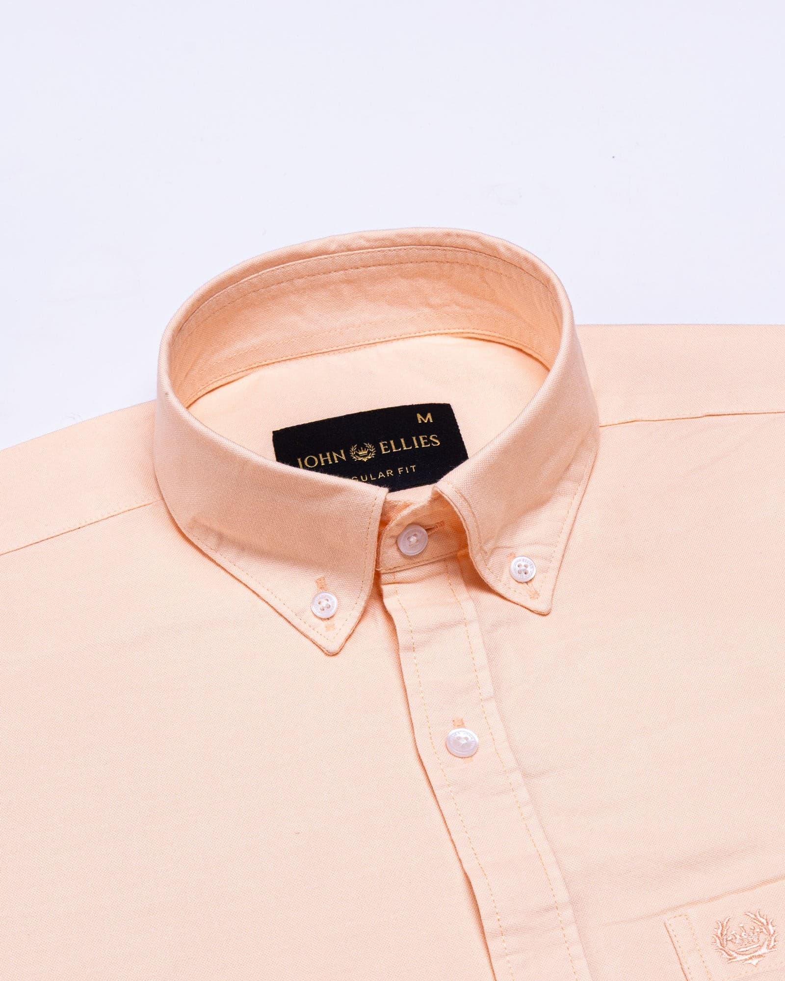 Regent Peach Plain Button Down Oxford Cotton Shirt