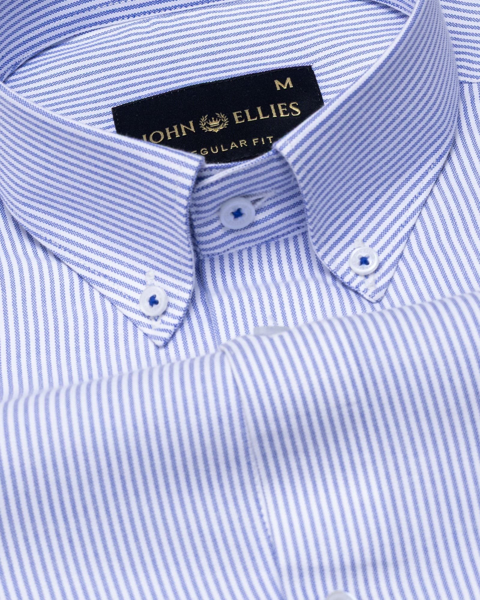 Zanrix Blue Stripe Button Down Oxford Cotton Shirt