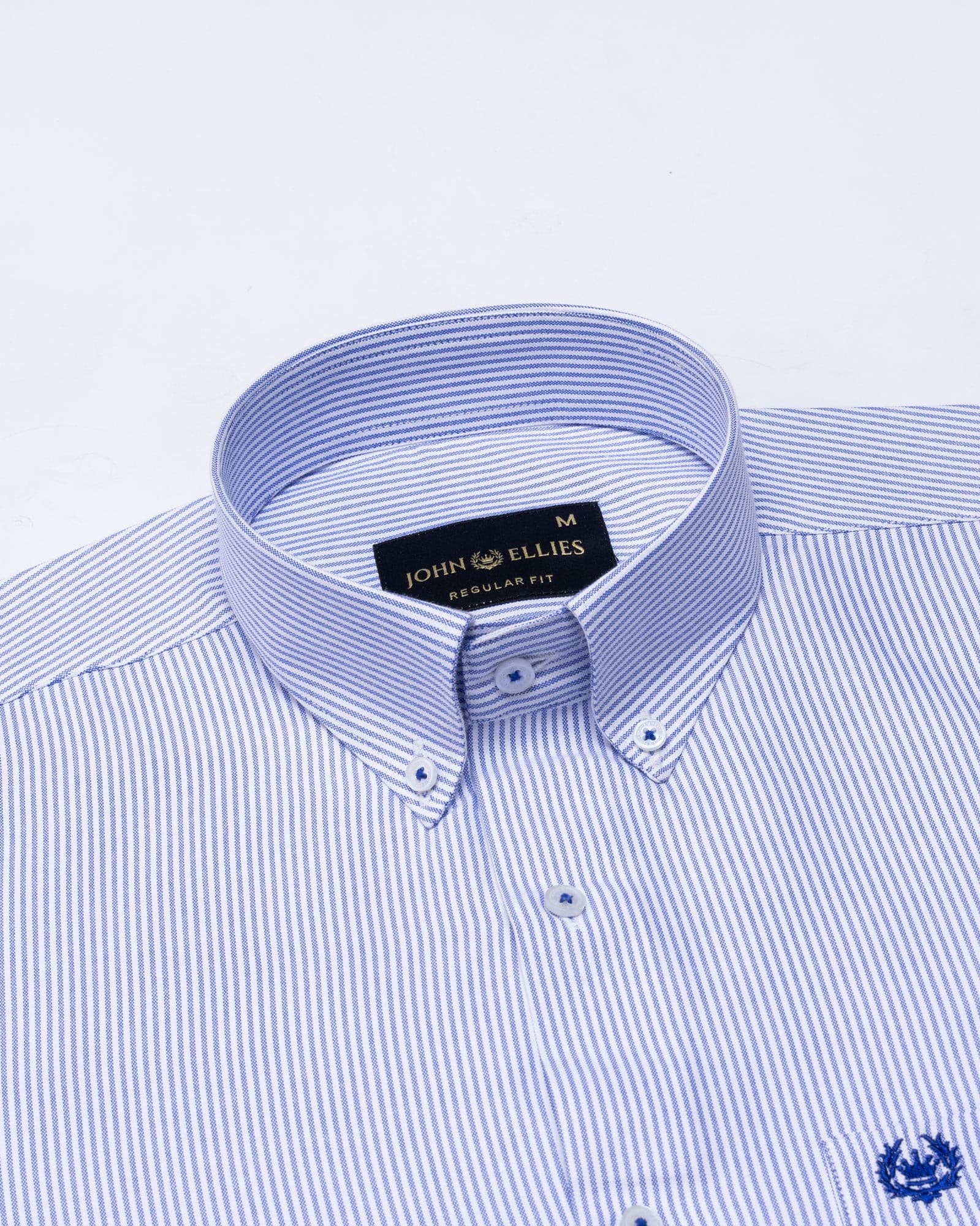 Zanrix Blue Stripe Button Down Oxford Cotton Shirt