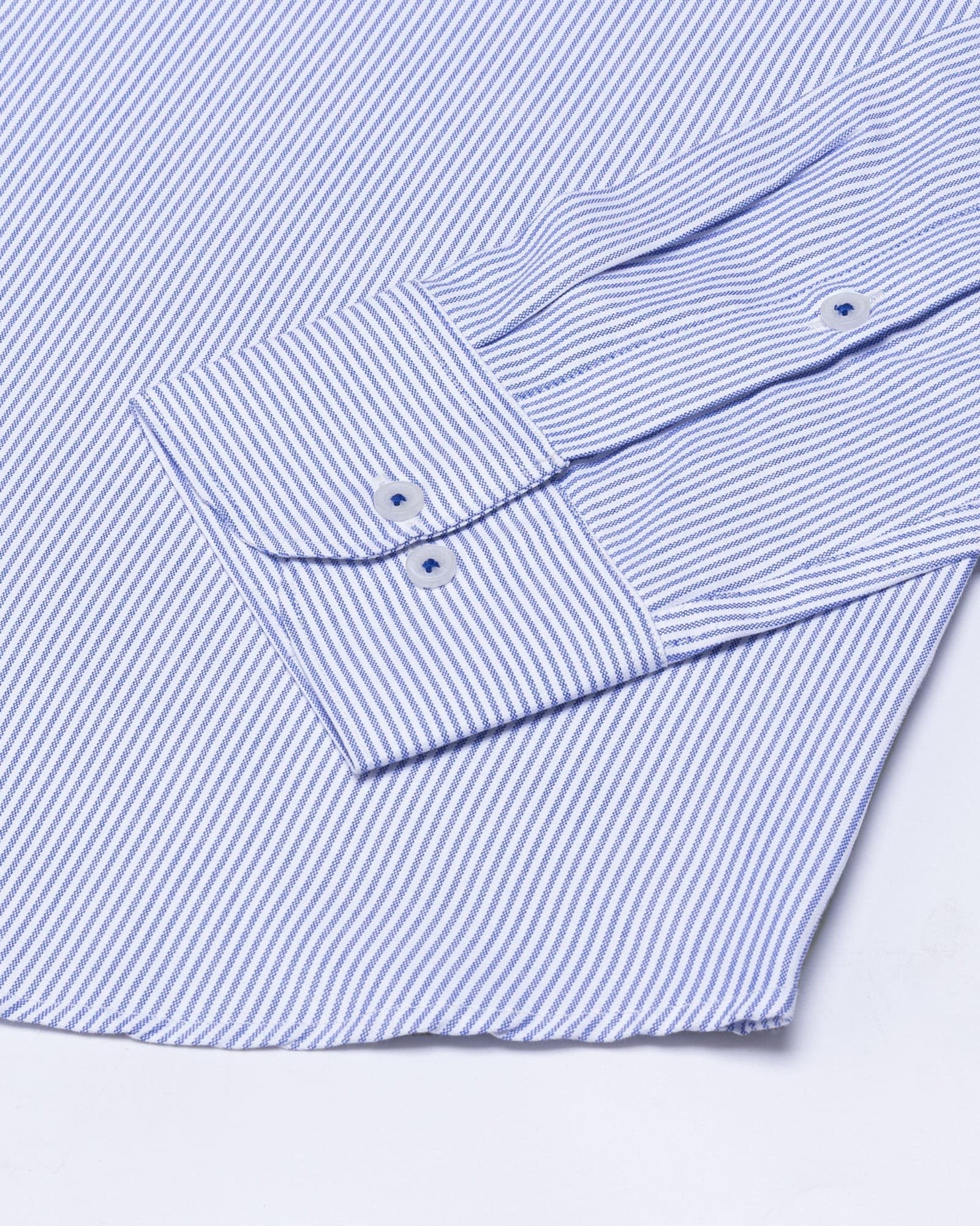 Zanrix Blue Stripe Button Down Oxford Cotton Shirt