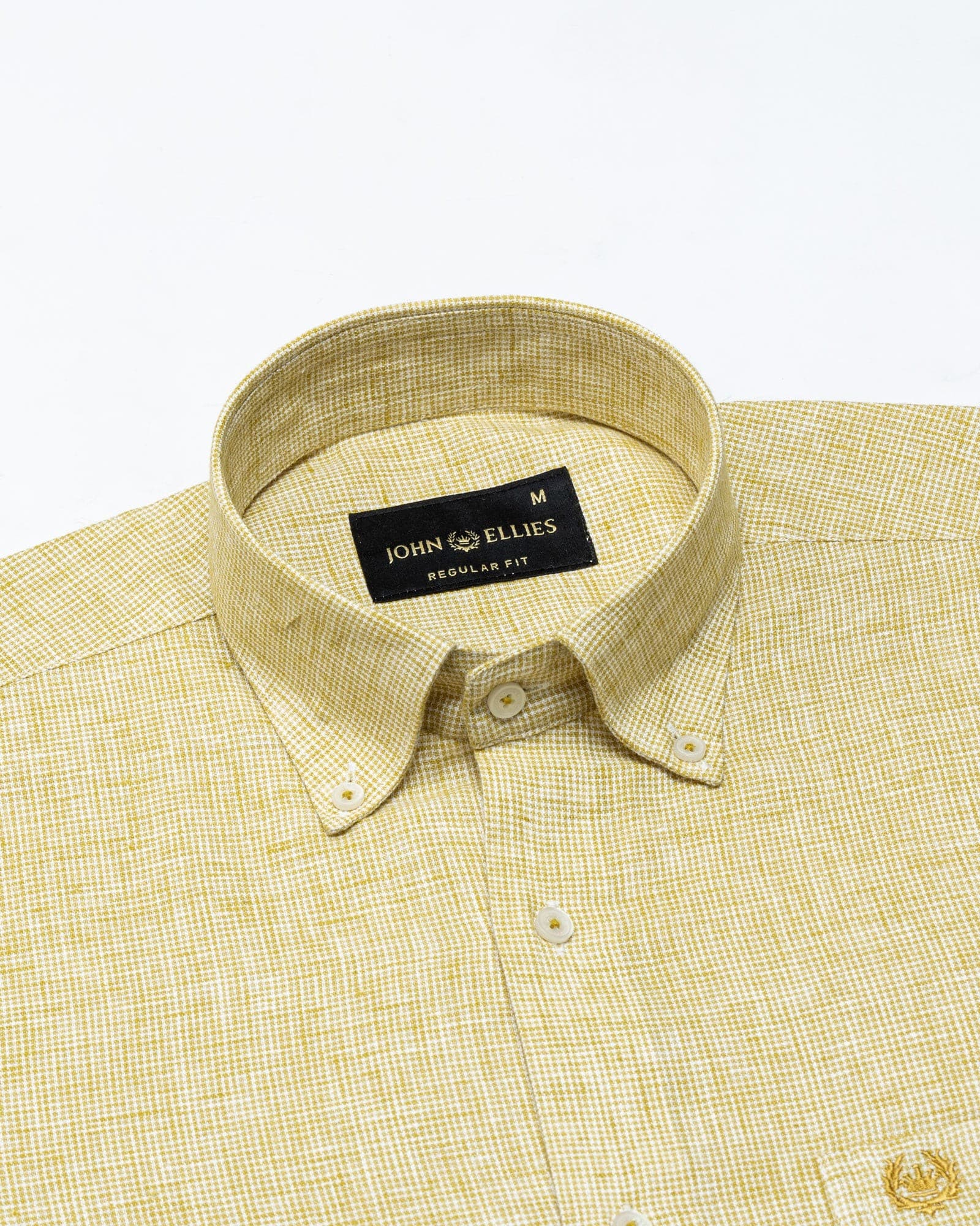 Isaac Yellow Check Button Down Linen Shirt