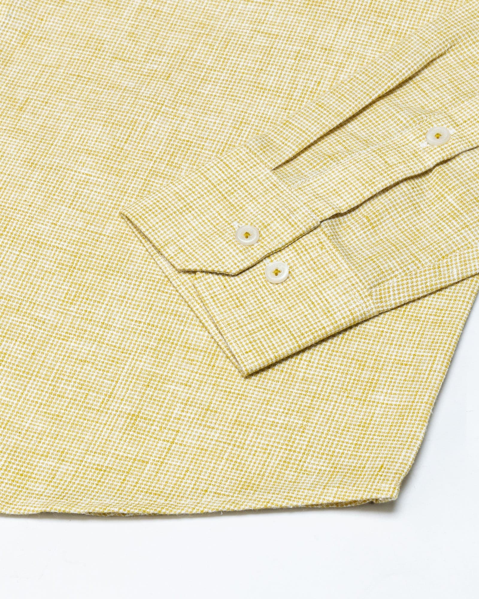 Isaac Yellow Check Button Down Linen Shirt