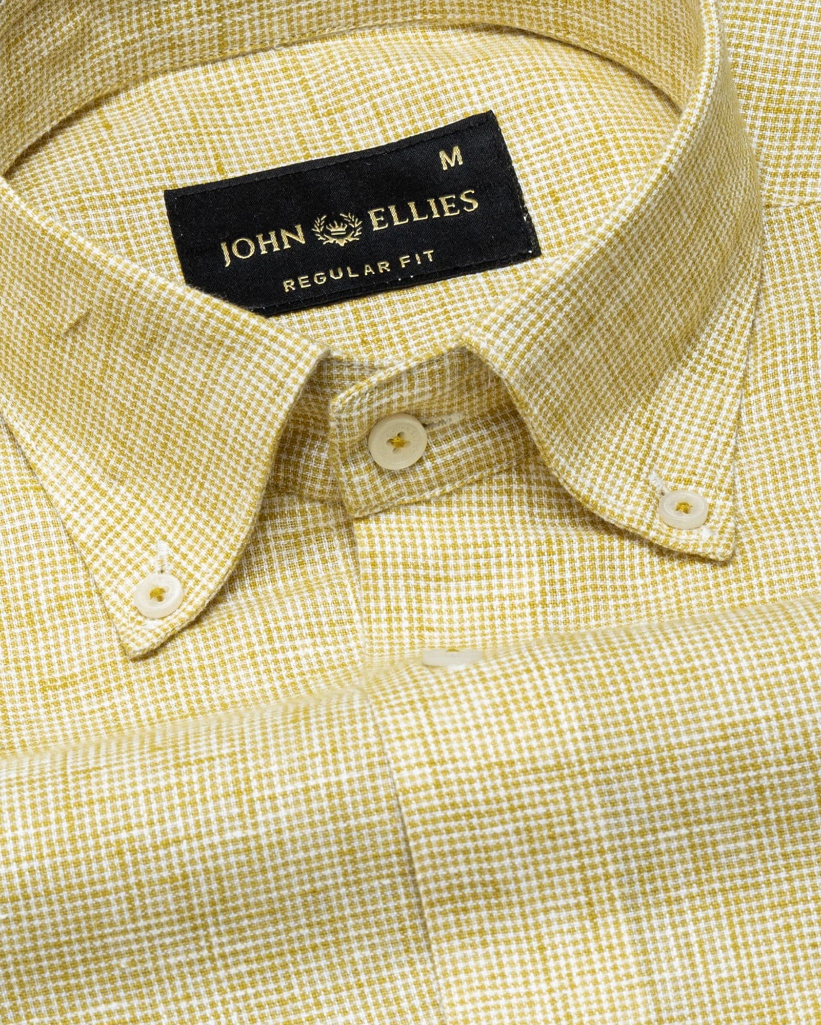 Isaac Yellow Check Button Down Linen Shirt