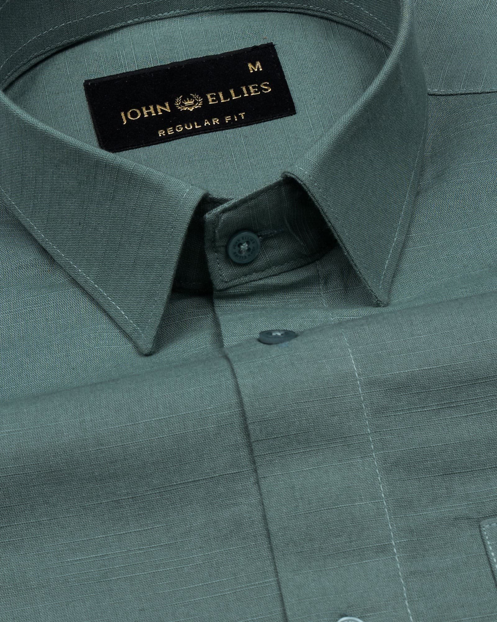 Amess Olive Plain Linen Shirt