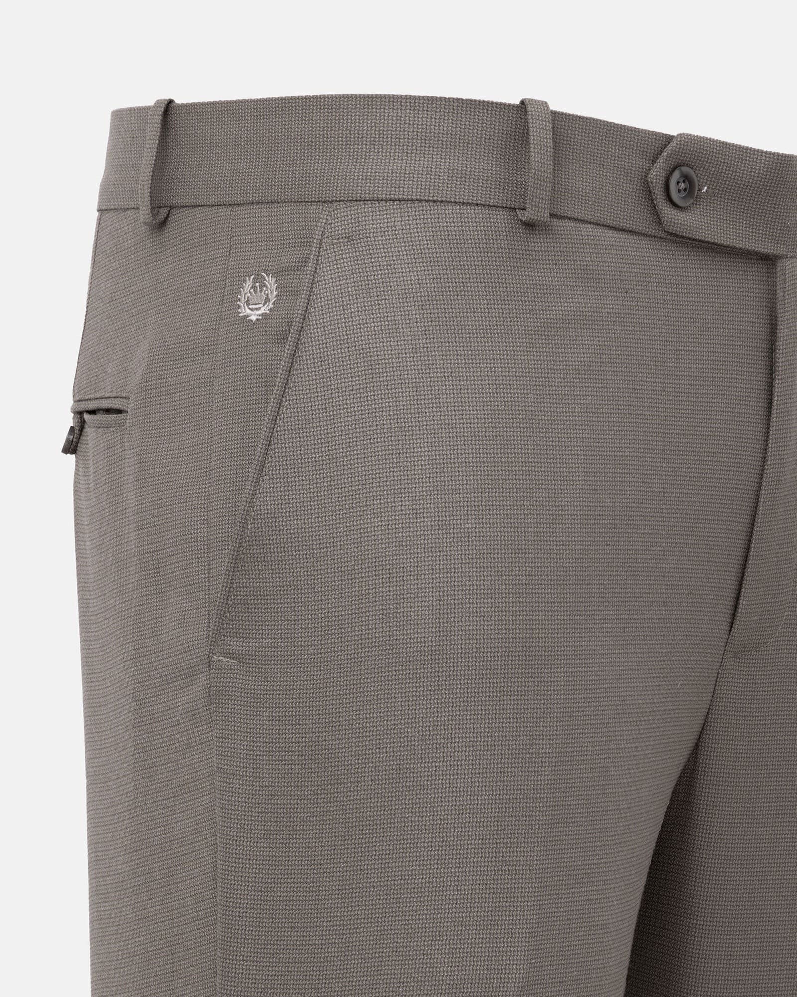 Mance Khaki Textured Formal Cotton Pant