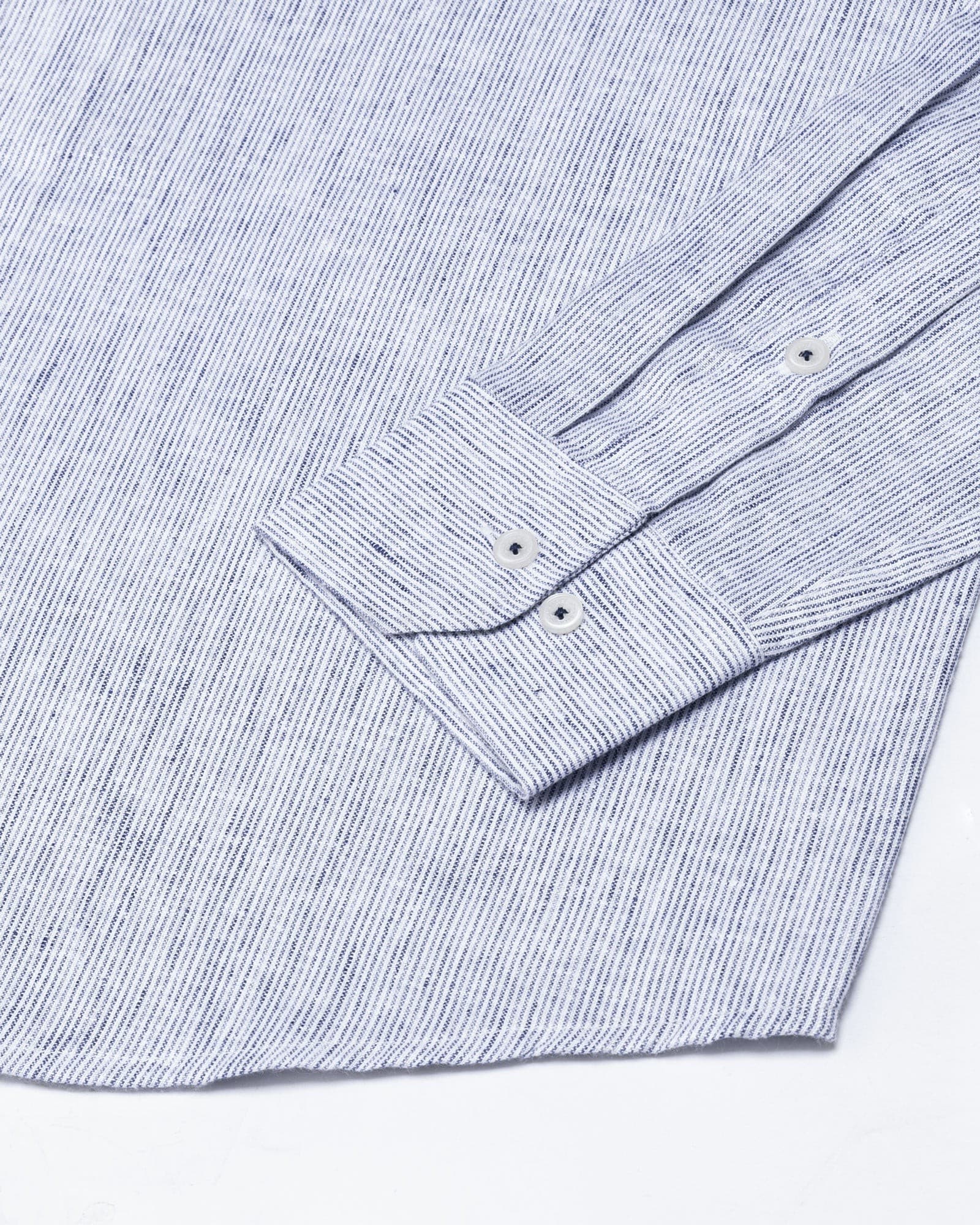 Macbeth Navy Blue Stripe Button Down Linen Shirt