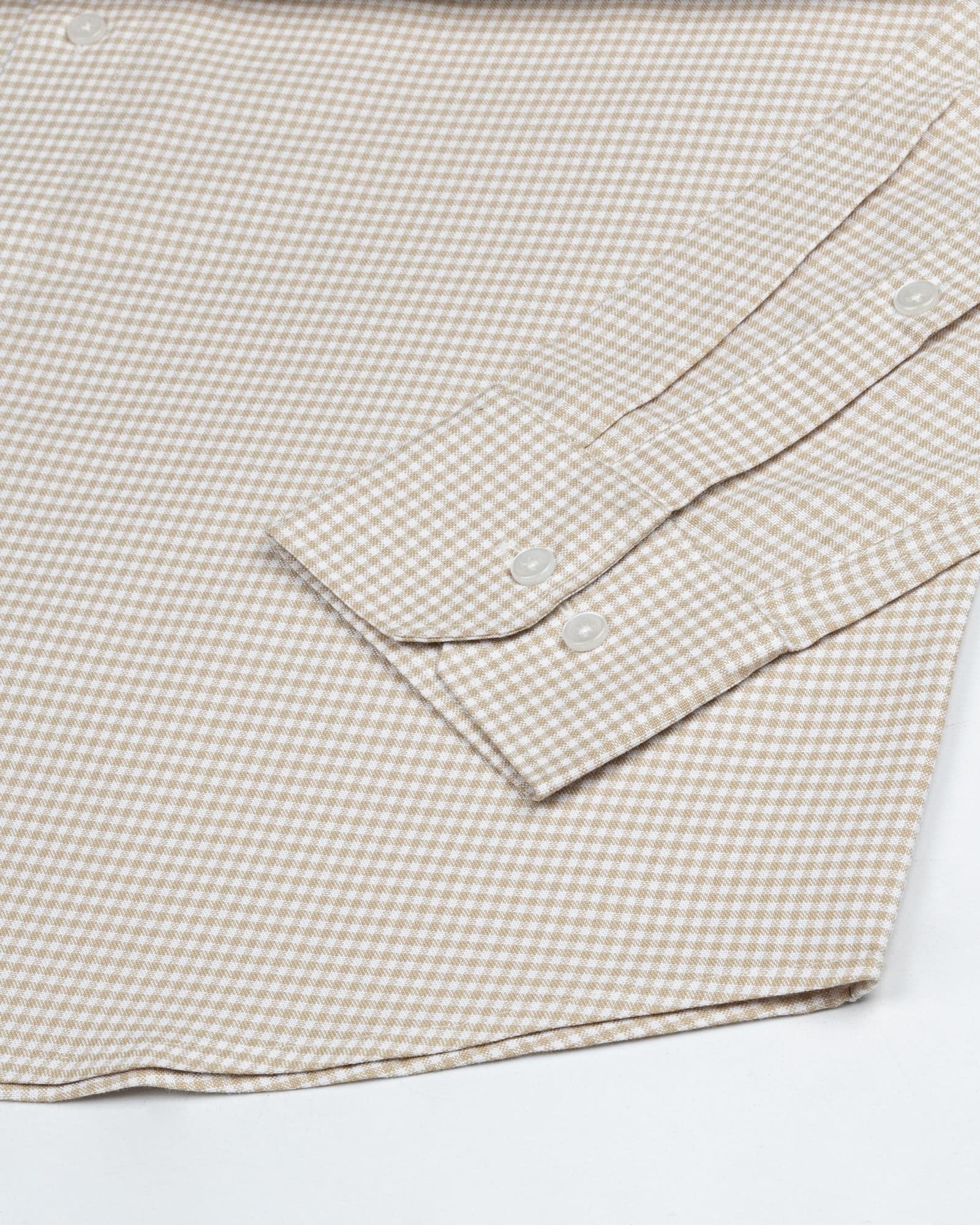 Hazel Beige Check Button Down Oxford Cotton Shirt
