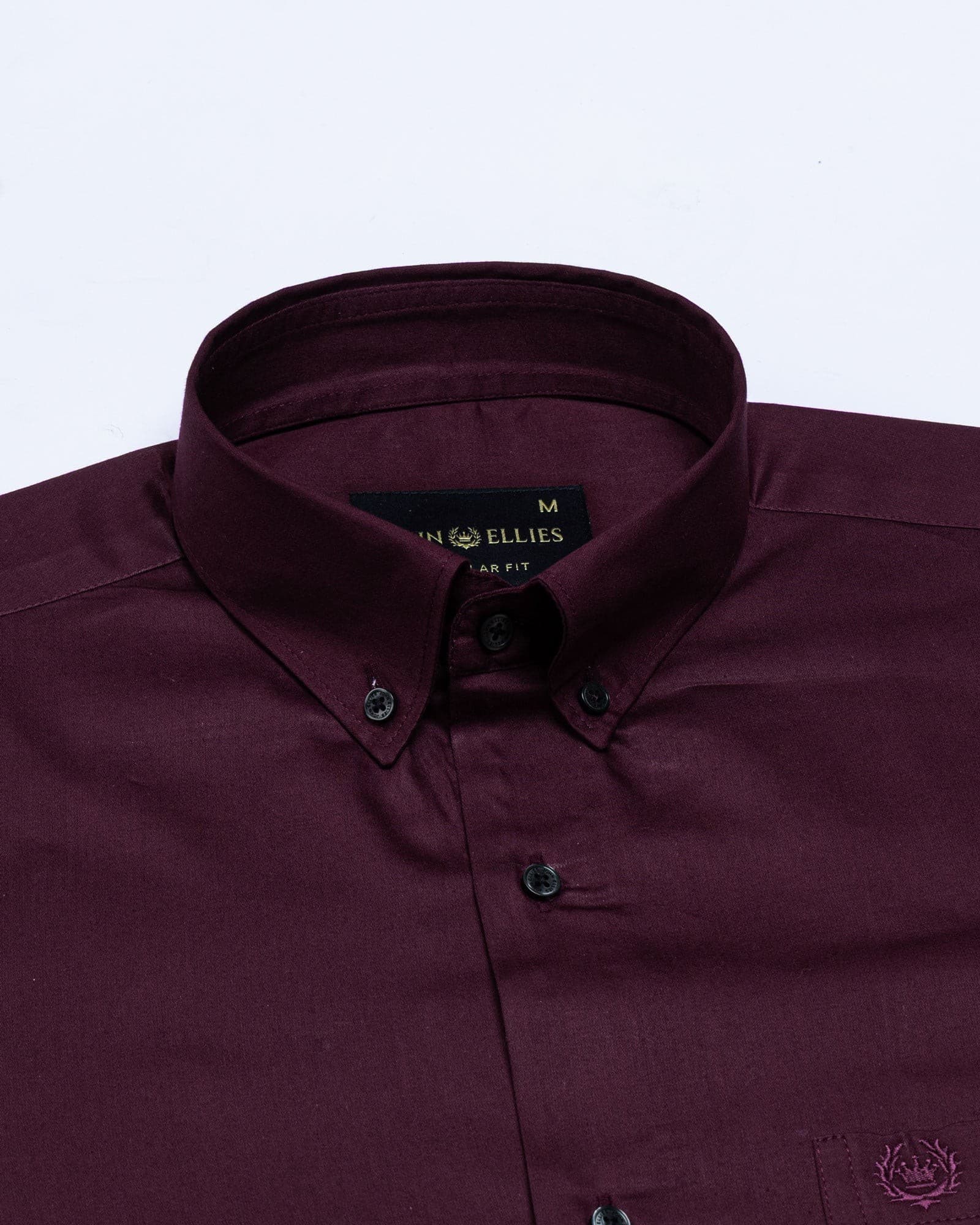 Griphen Maroon Plain Button Down Cotton Shirt