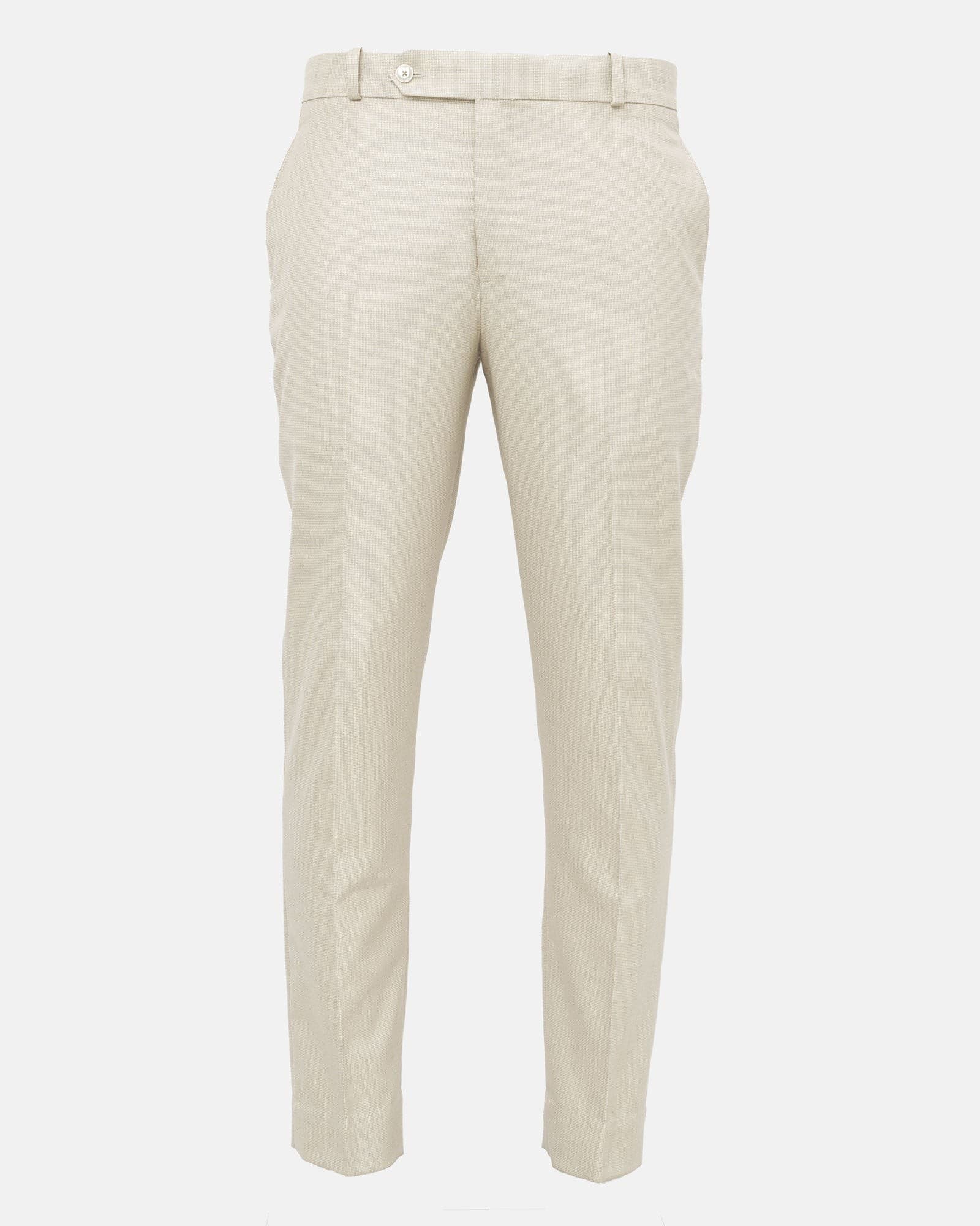 Mance Cream Textured Formal Cotton Pant