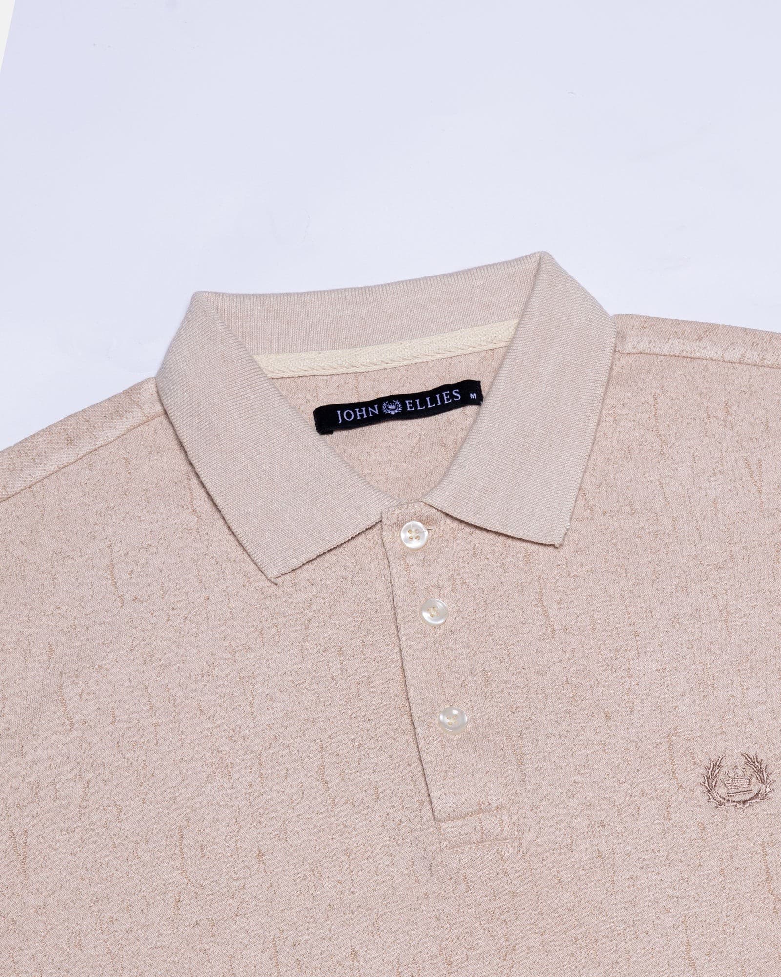 Persien Cream Cotton Textured Polo T-Shirt