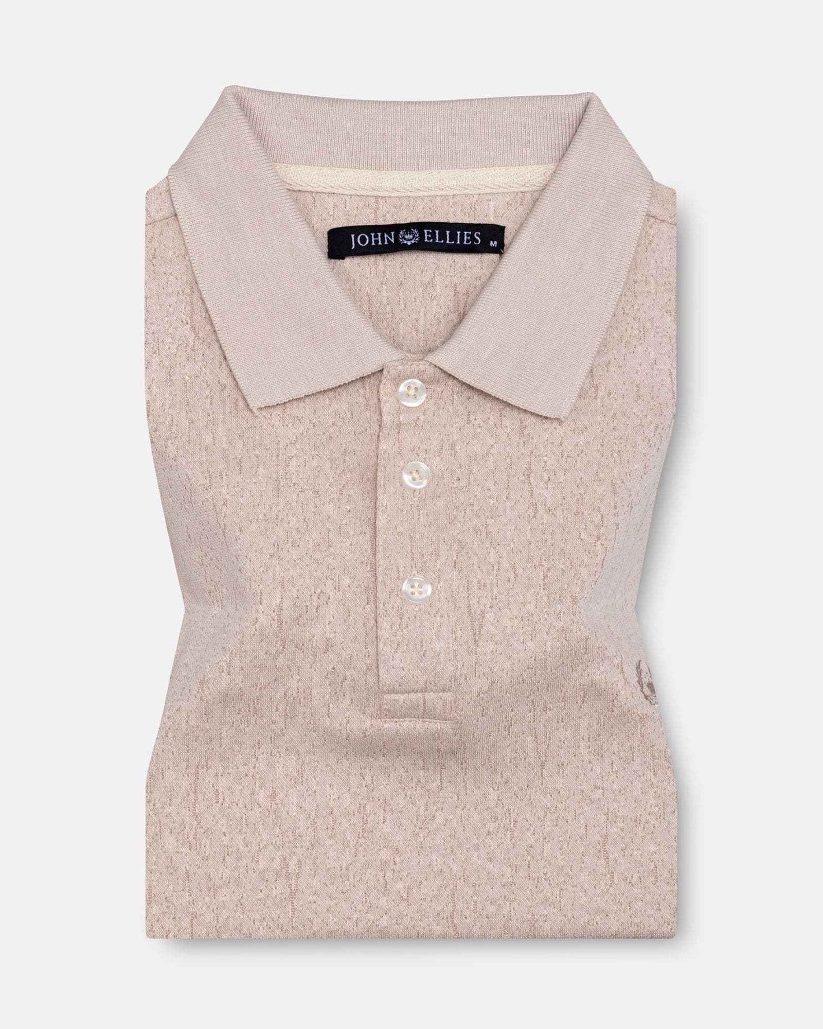 Persien Cream Cotton Textured Polo T-Shirt