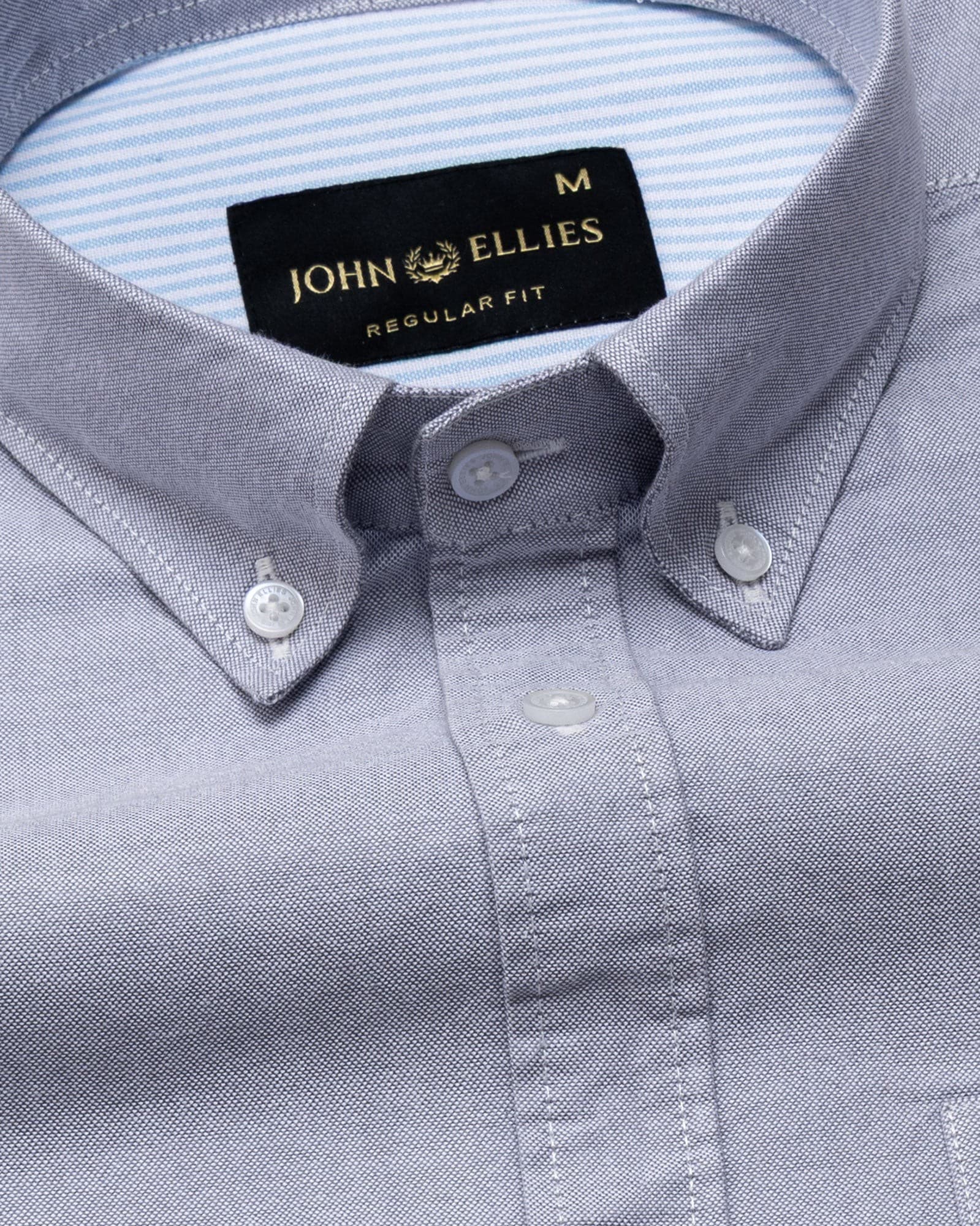 Hicker Silver Button Down Plain Oxford Cotton Shirt