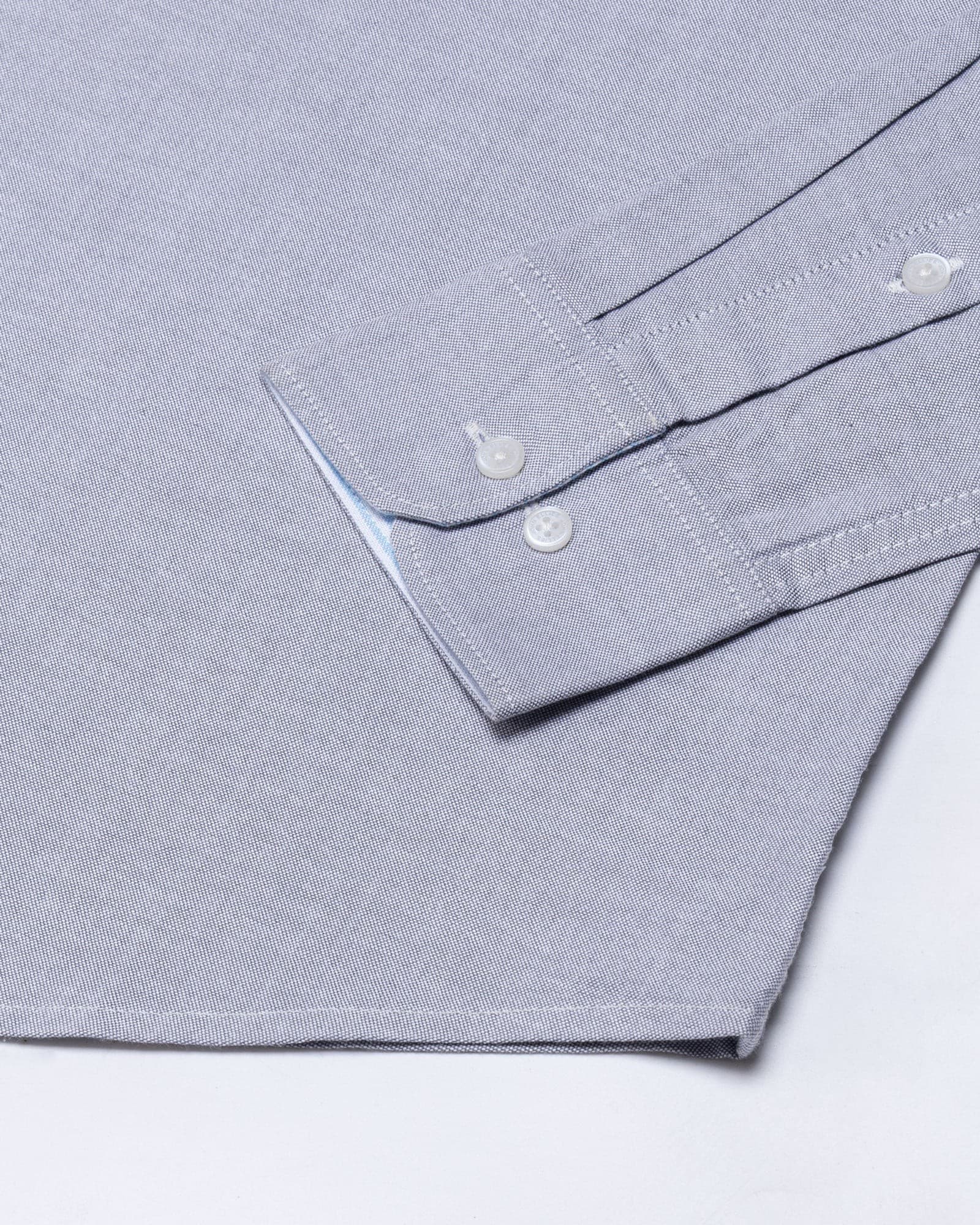 Hicker Silver Button Down Plain Oxford Cotton Shirt