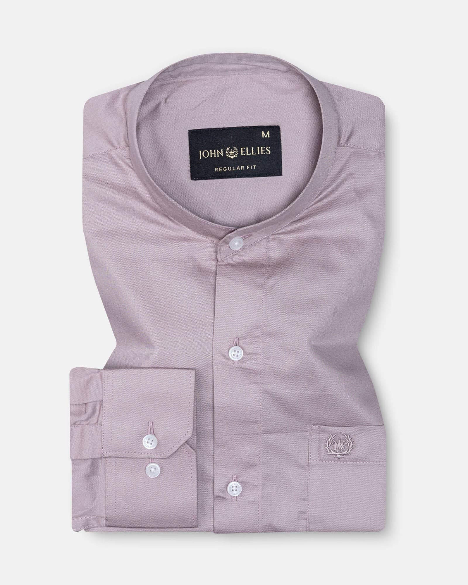 Arden Rose Ash Plain Mandarin Giza Cotton Shirt