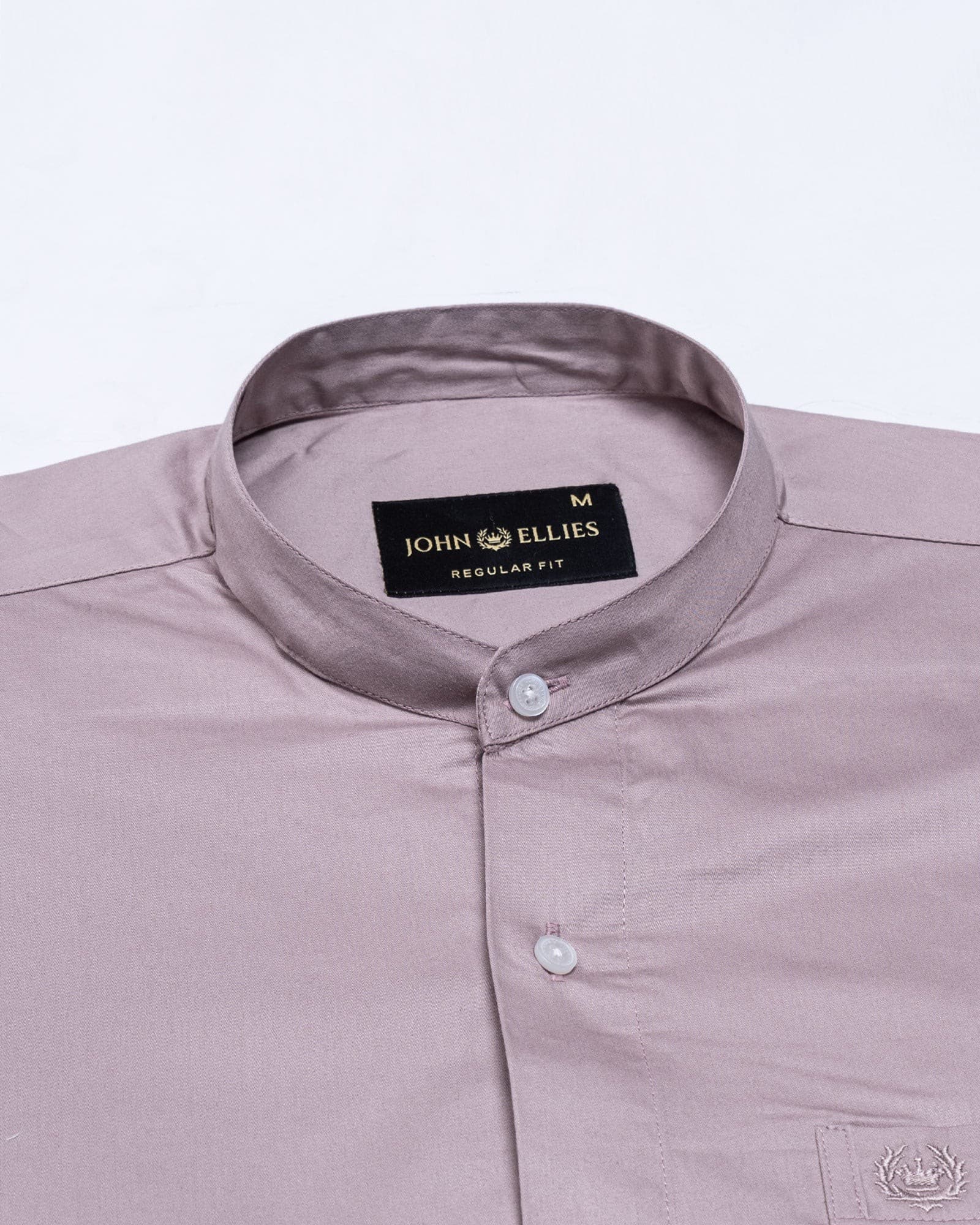 Arden Rose Ash Plain Mandarin Giza Cotton Shirt