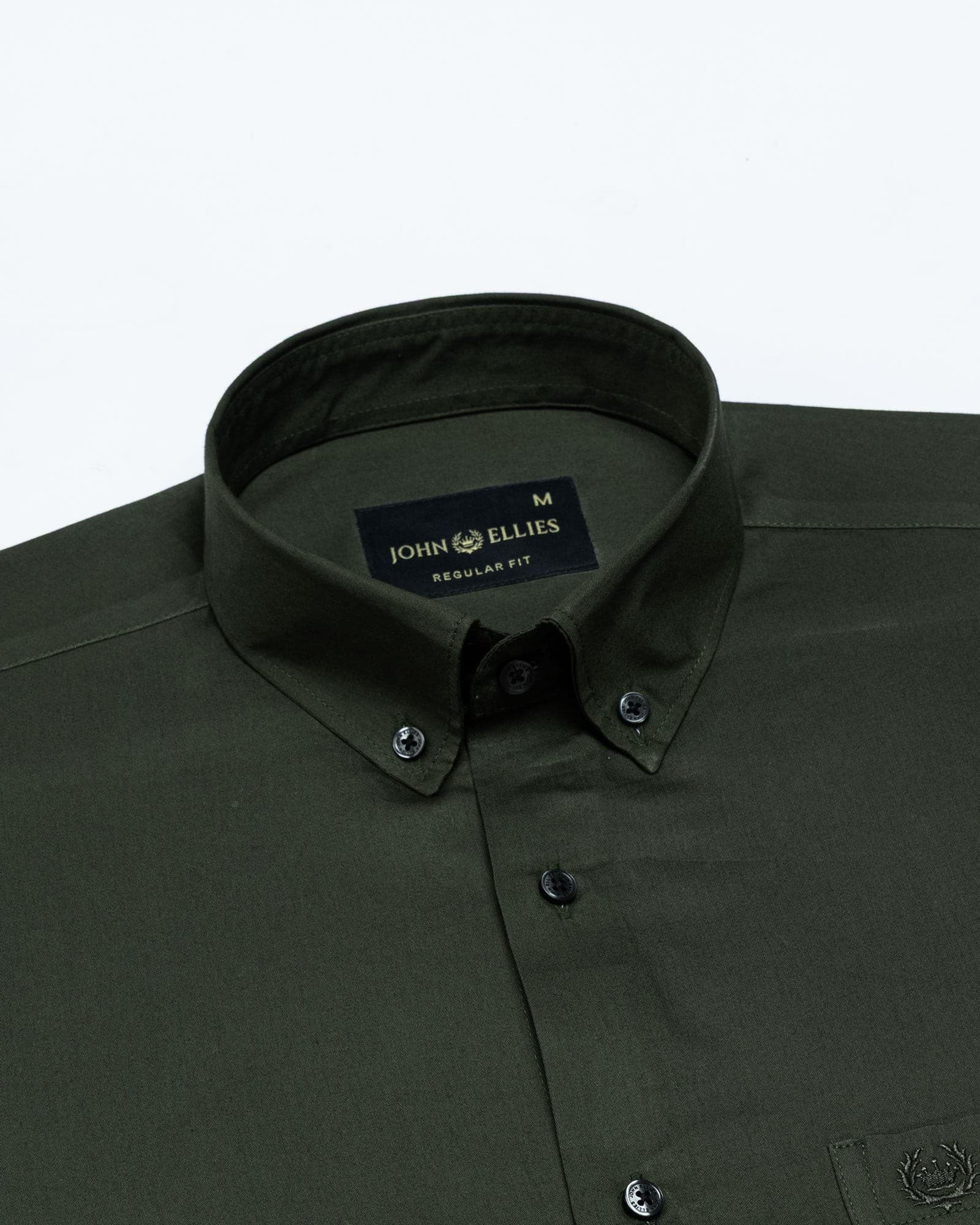 Griphen Green Plain Button Down Cotton Shirt