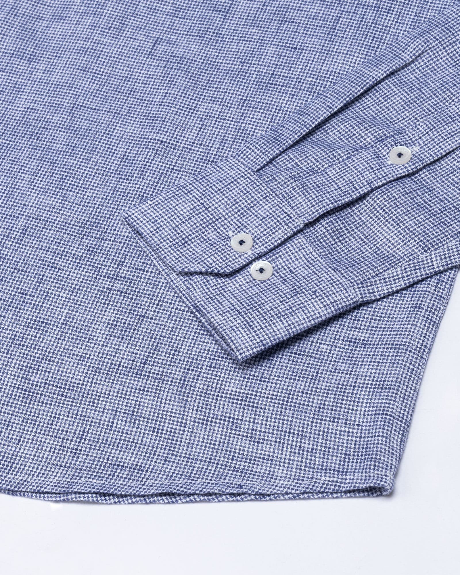 Isaac Navy Blue Check Button Down Linen Shirt