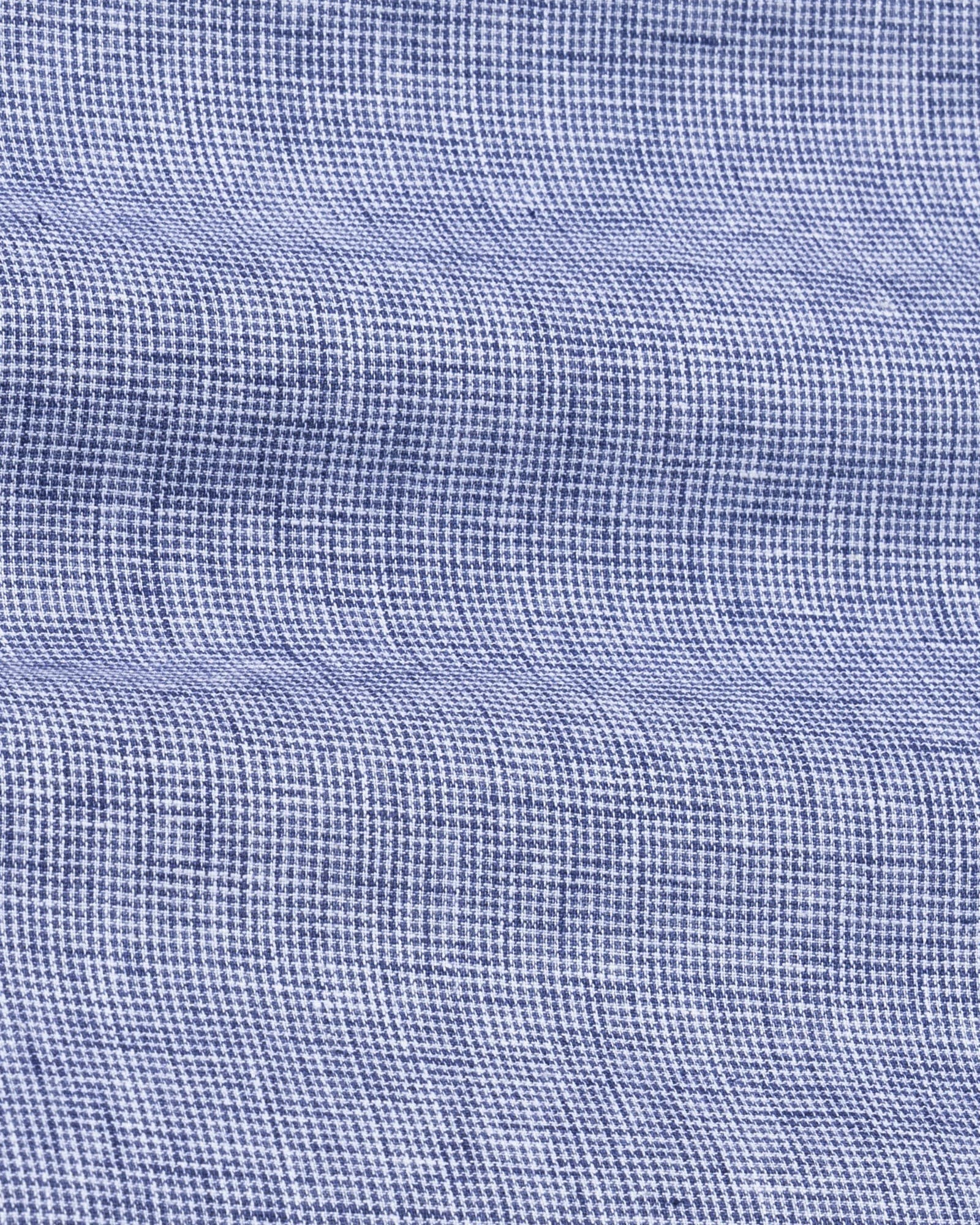 Isaac Navy Blue Check Button Down Linen Shirt