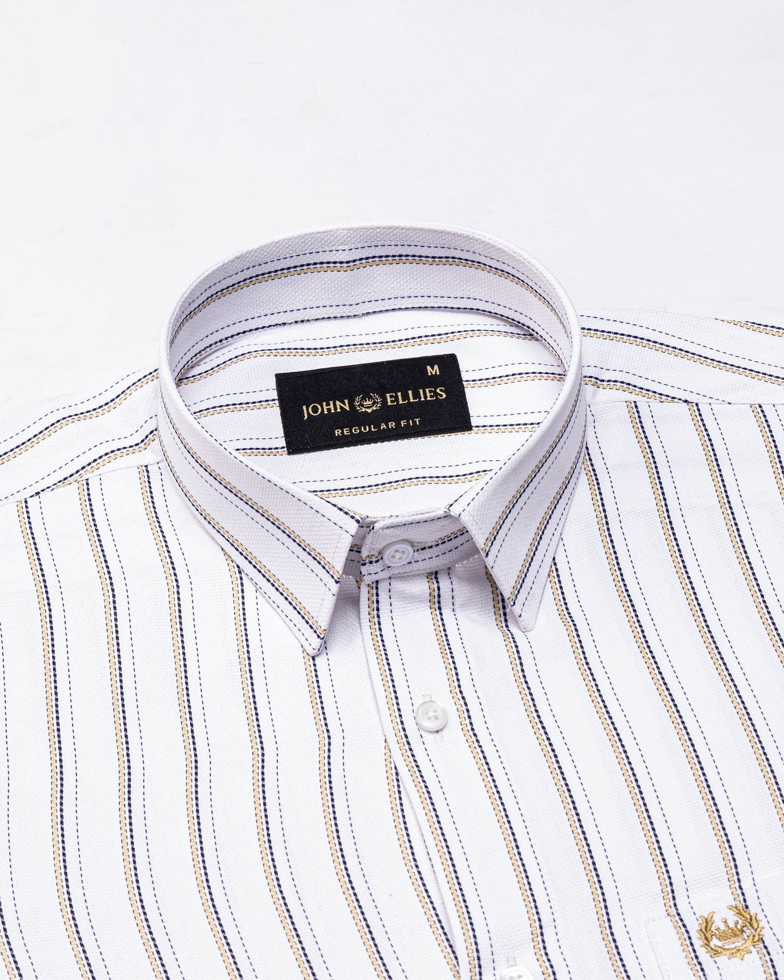 Edific Cream Stripes Cotton Shirt