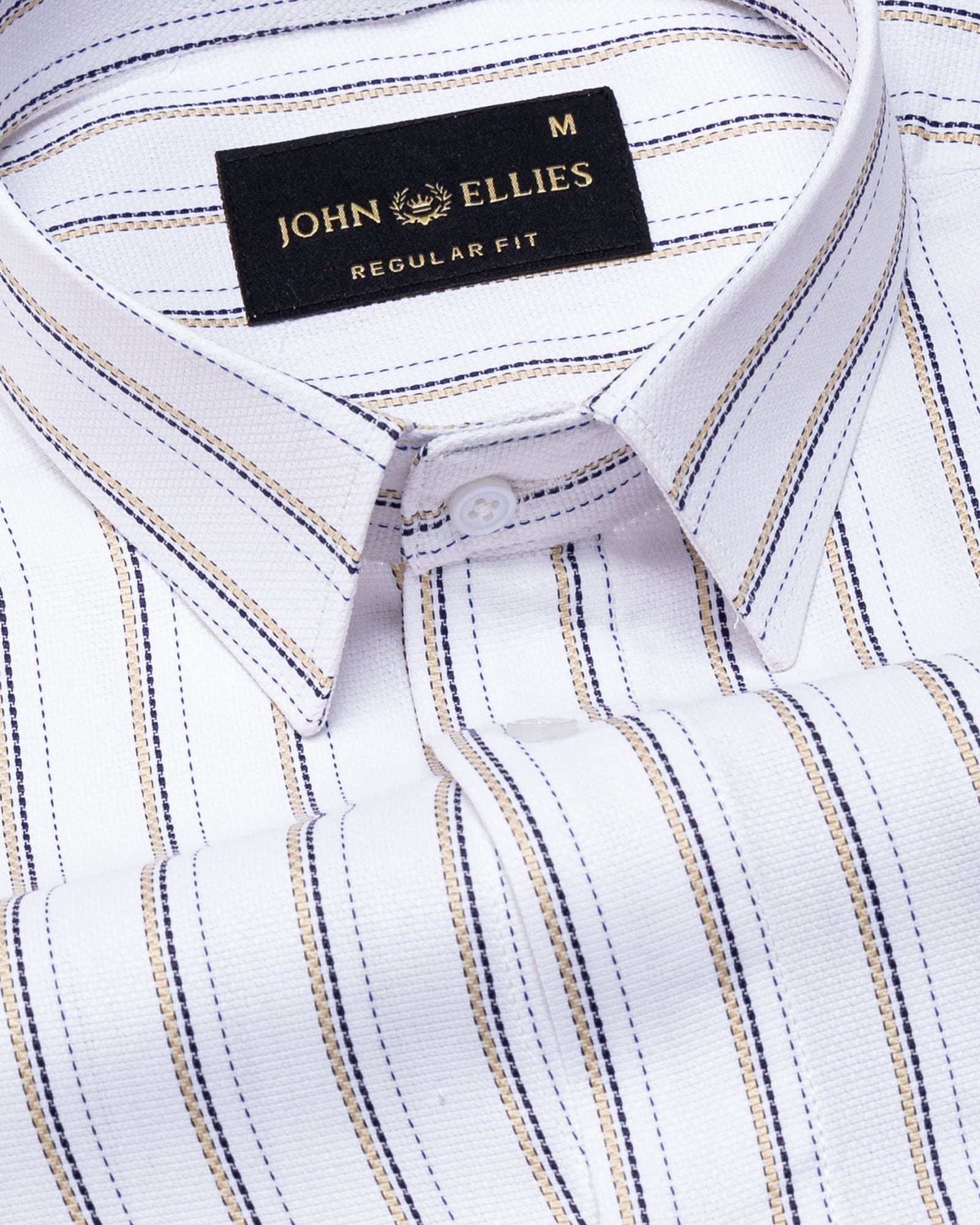 Edific Cream Stripes Cotton Shirt