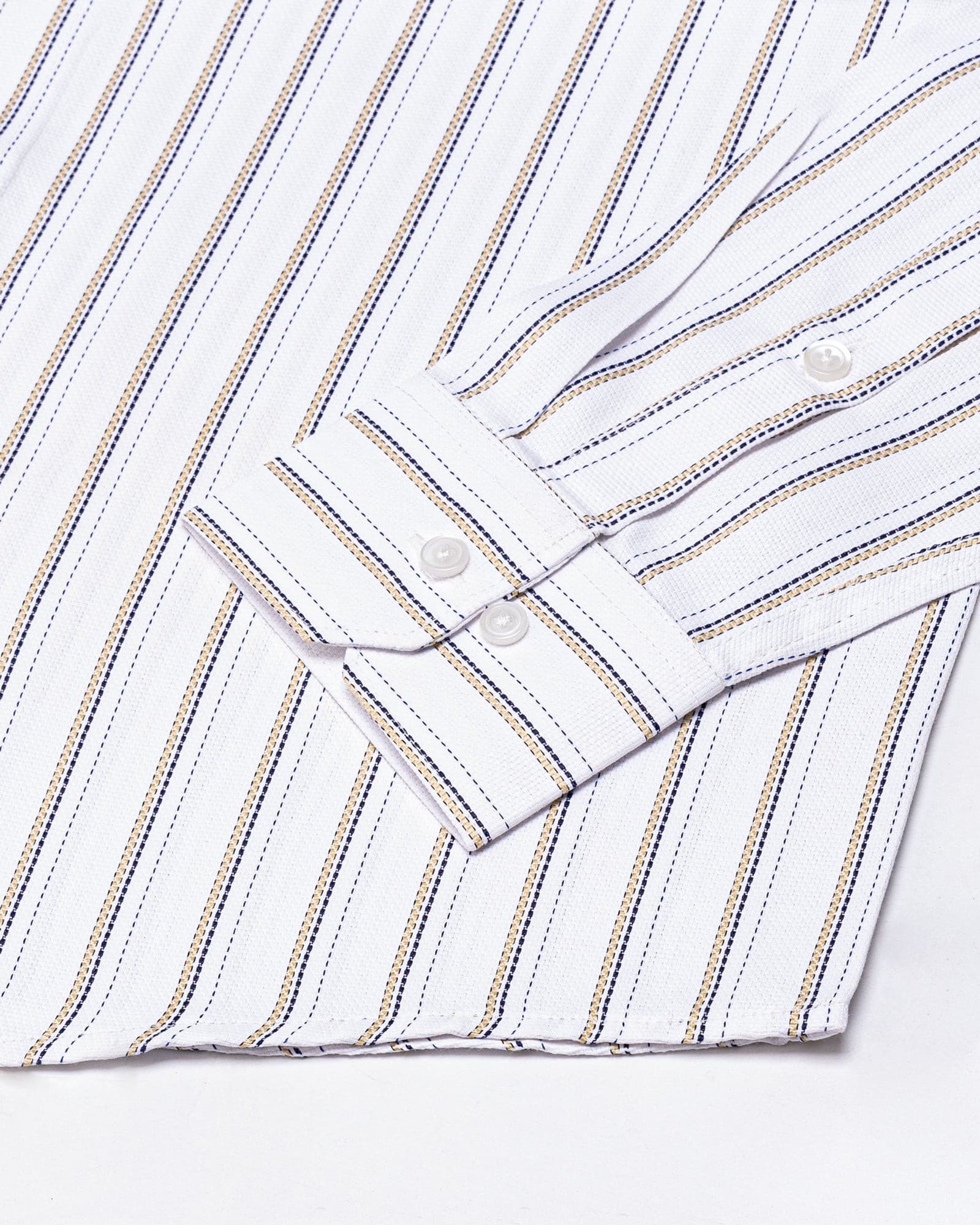 Edific Cream Stripes Cotton Shirt