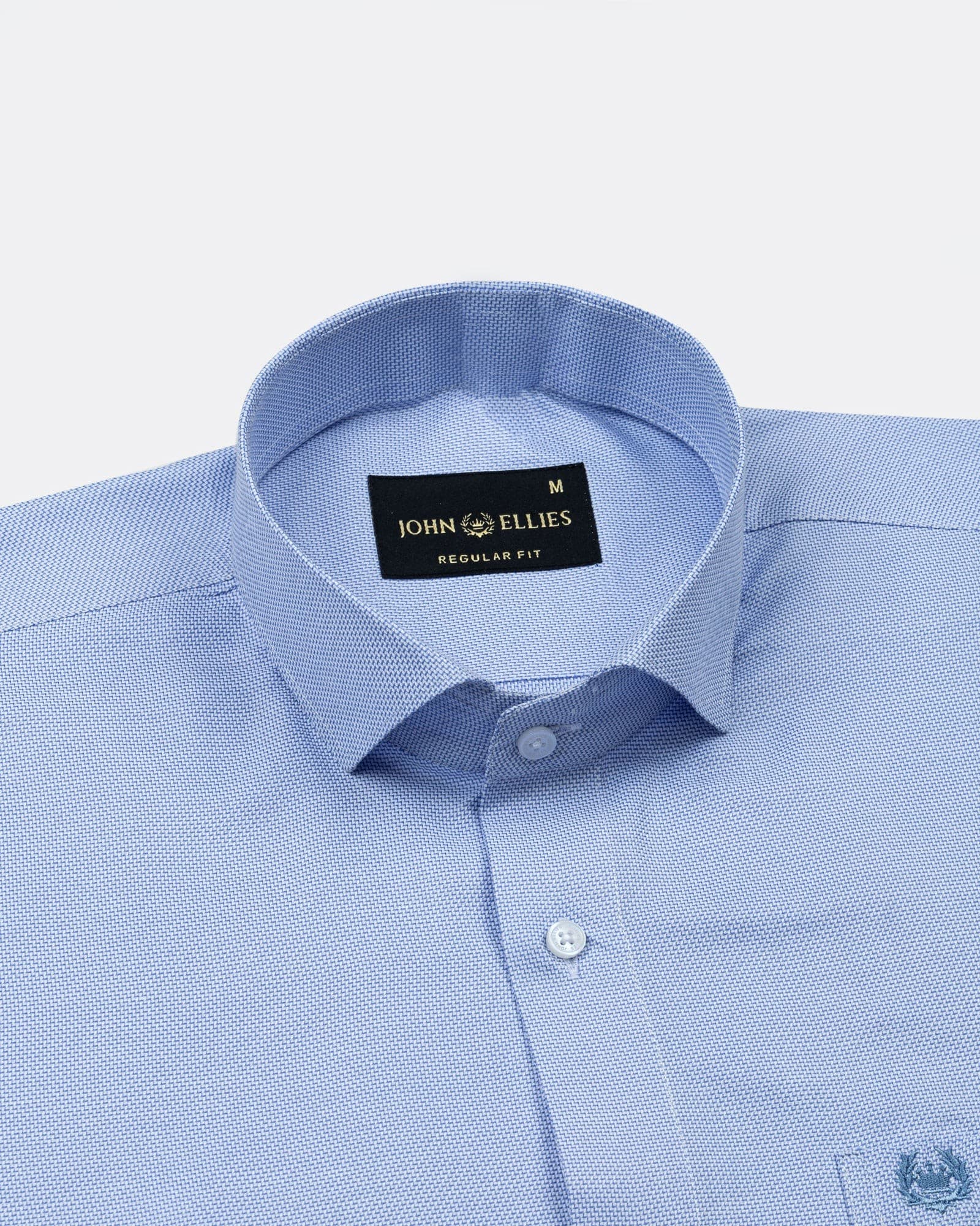 Marcell Blue Textured Cutaway Cotton Shirt