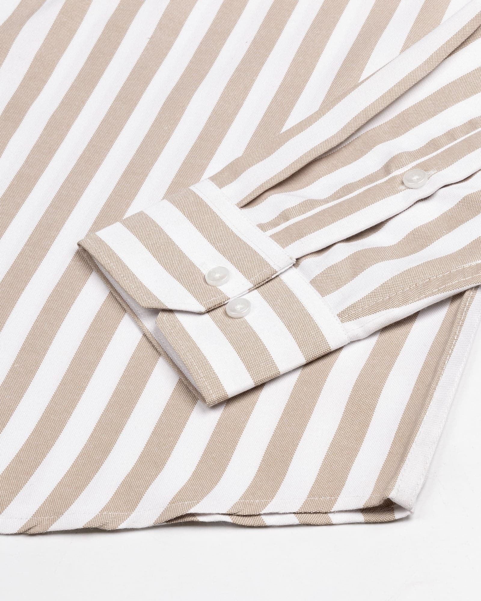 Layt Beige Stripes Oxford Cotton Shirt