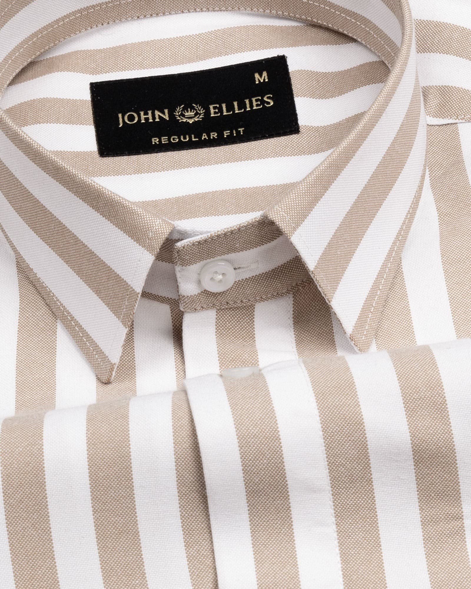 Layt Beige Stripes Oxford Cotton Shirt