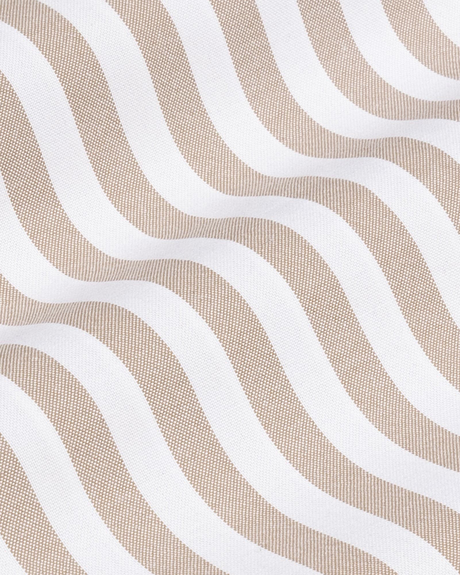 Layt Beige Stripes Oxford Cotton Shirt
