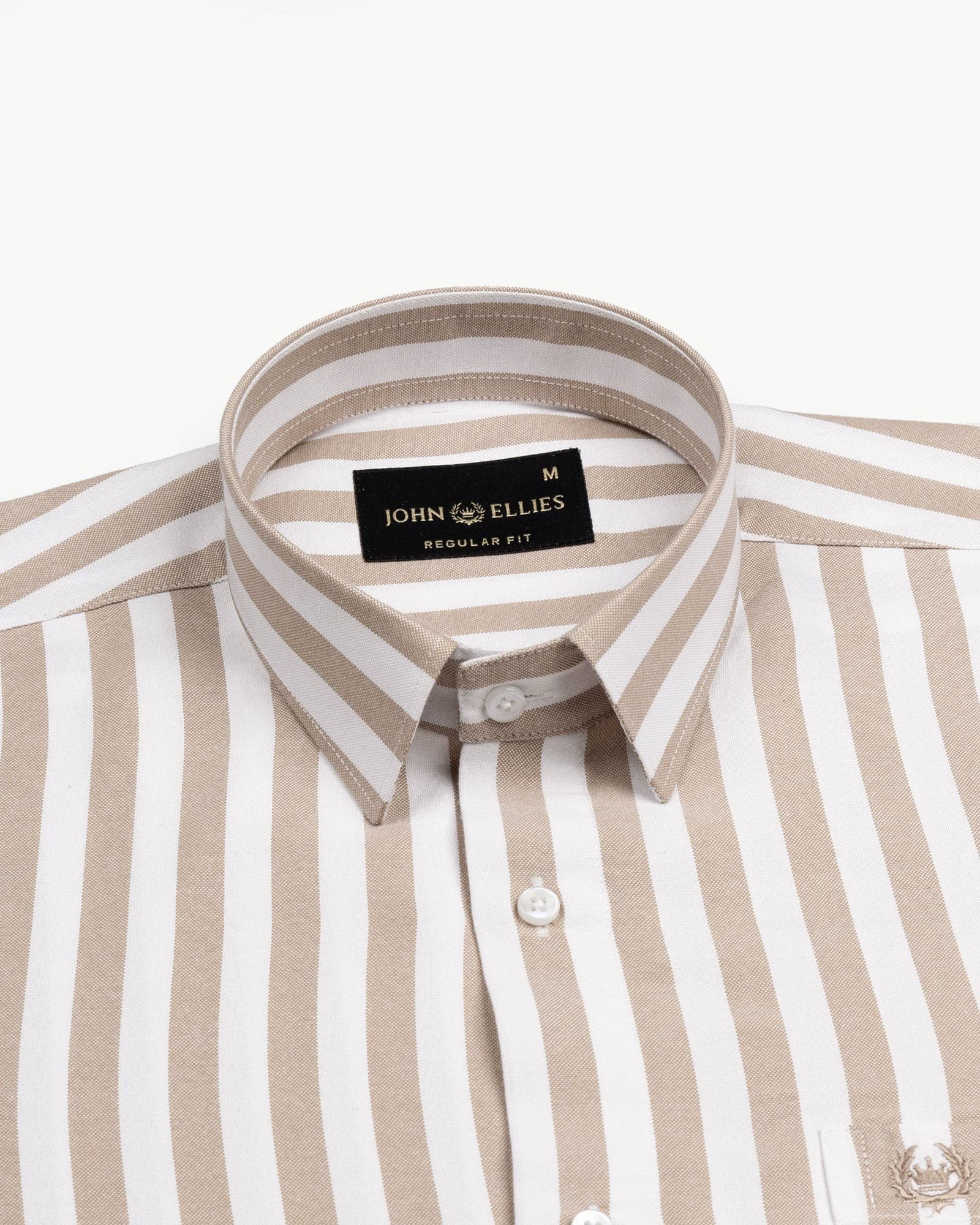 Layt Beige Stripes Oxford Cotton Shirt