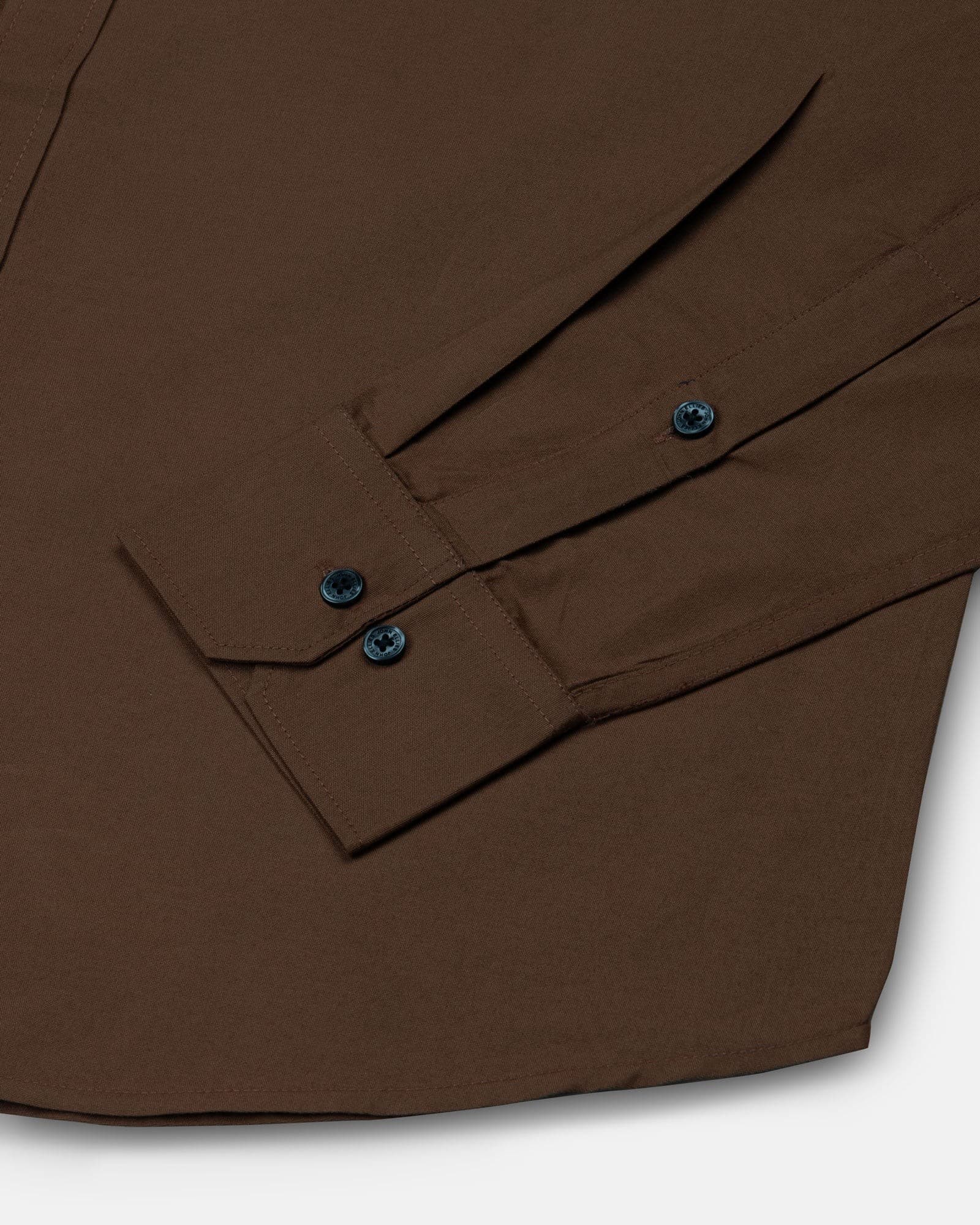 Monza Brown Plain Button Down Polyester Shirt