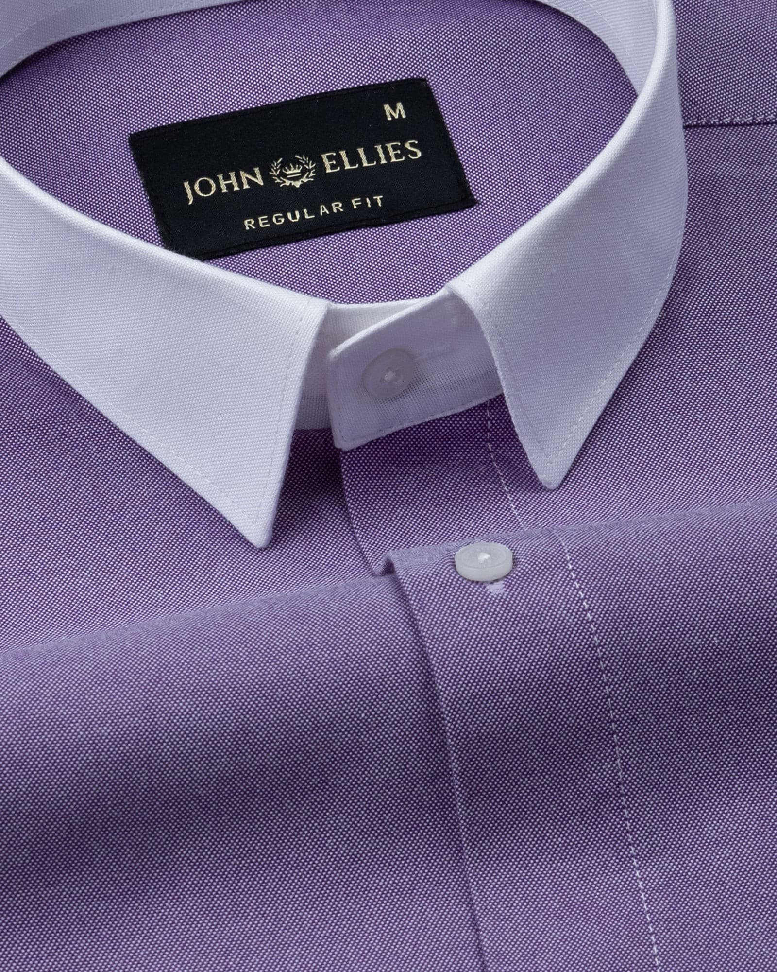 Raven Purple White Cuff Collar Oxford Cotton Shirt