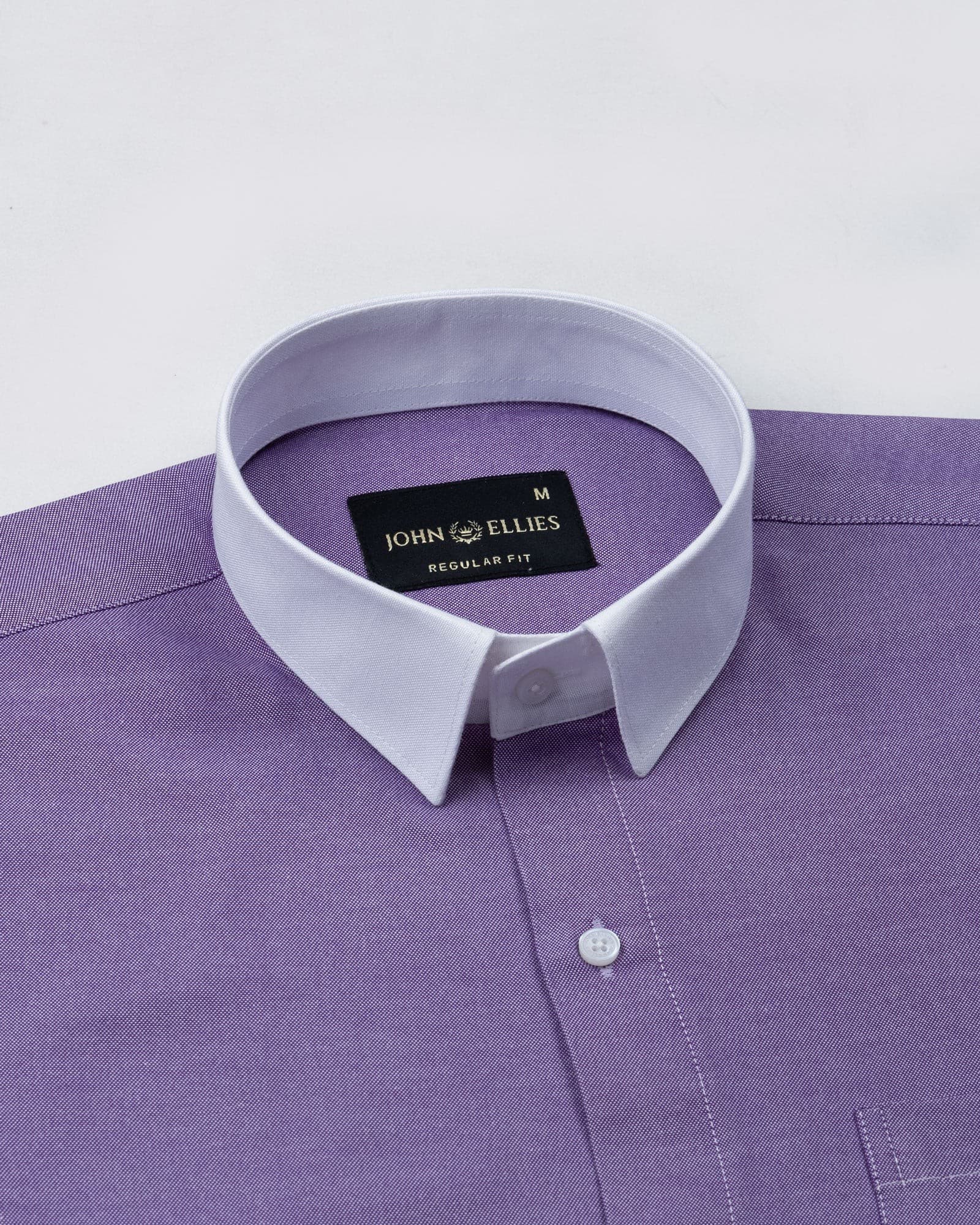 Raven Purple White Cuff Collar Oxford Cotton Shirt