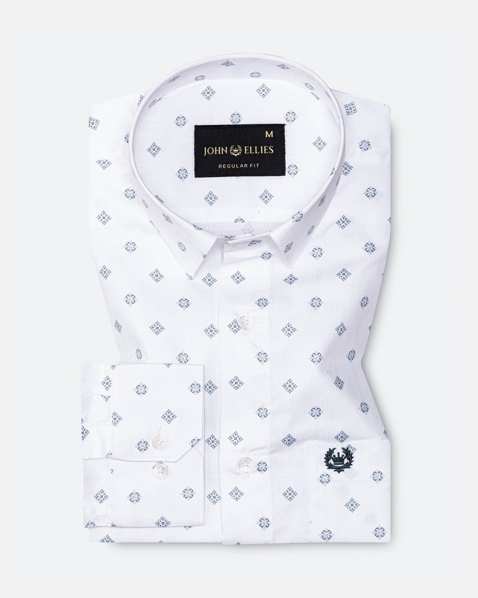 Santry Blue Geometric Printed Cotton Shirt