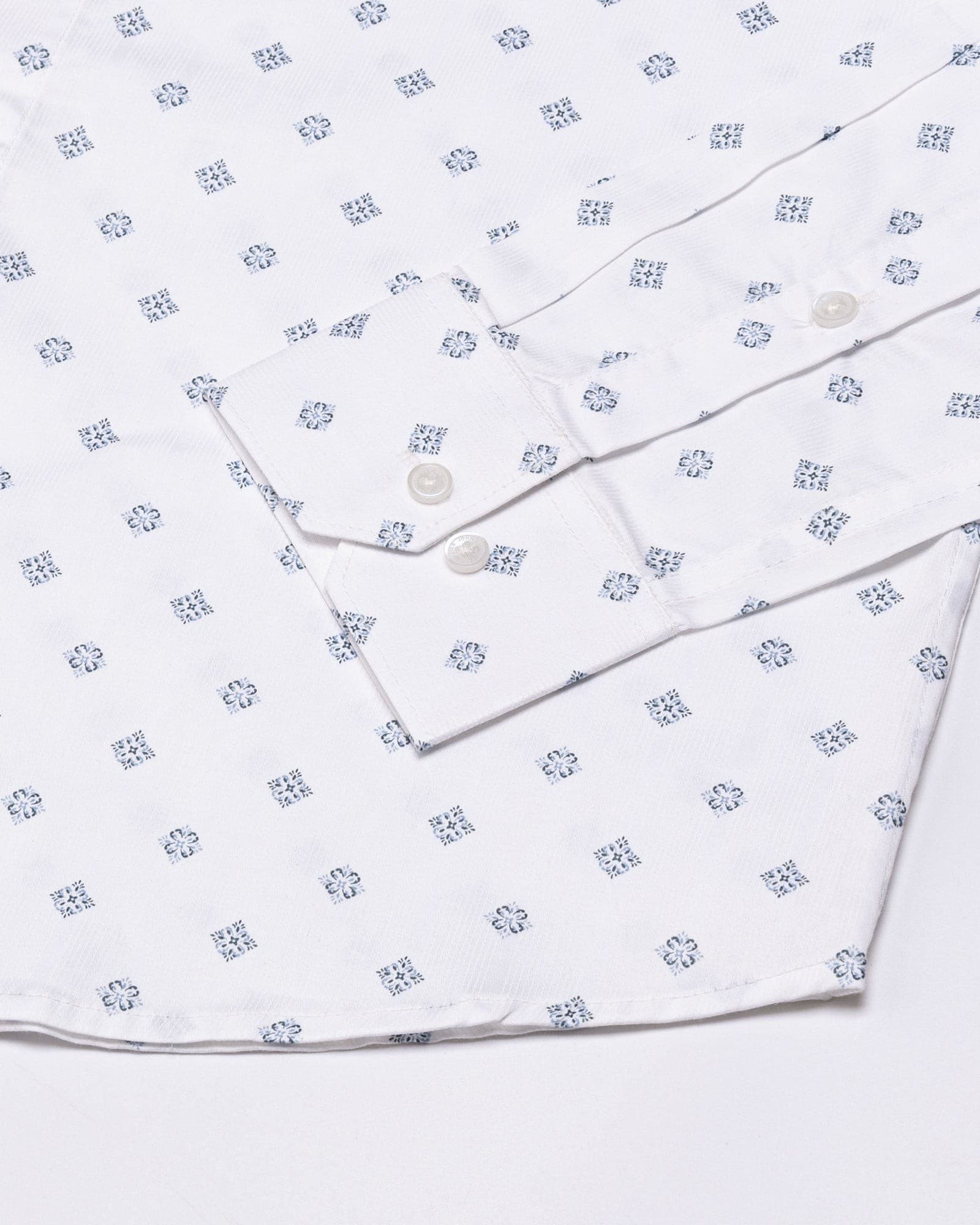 Santry Blue Geometric Printed Cotton Shirt