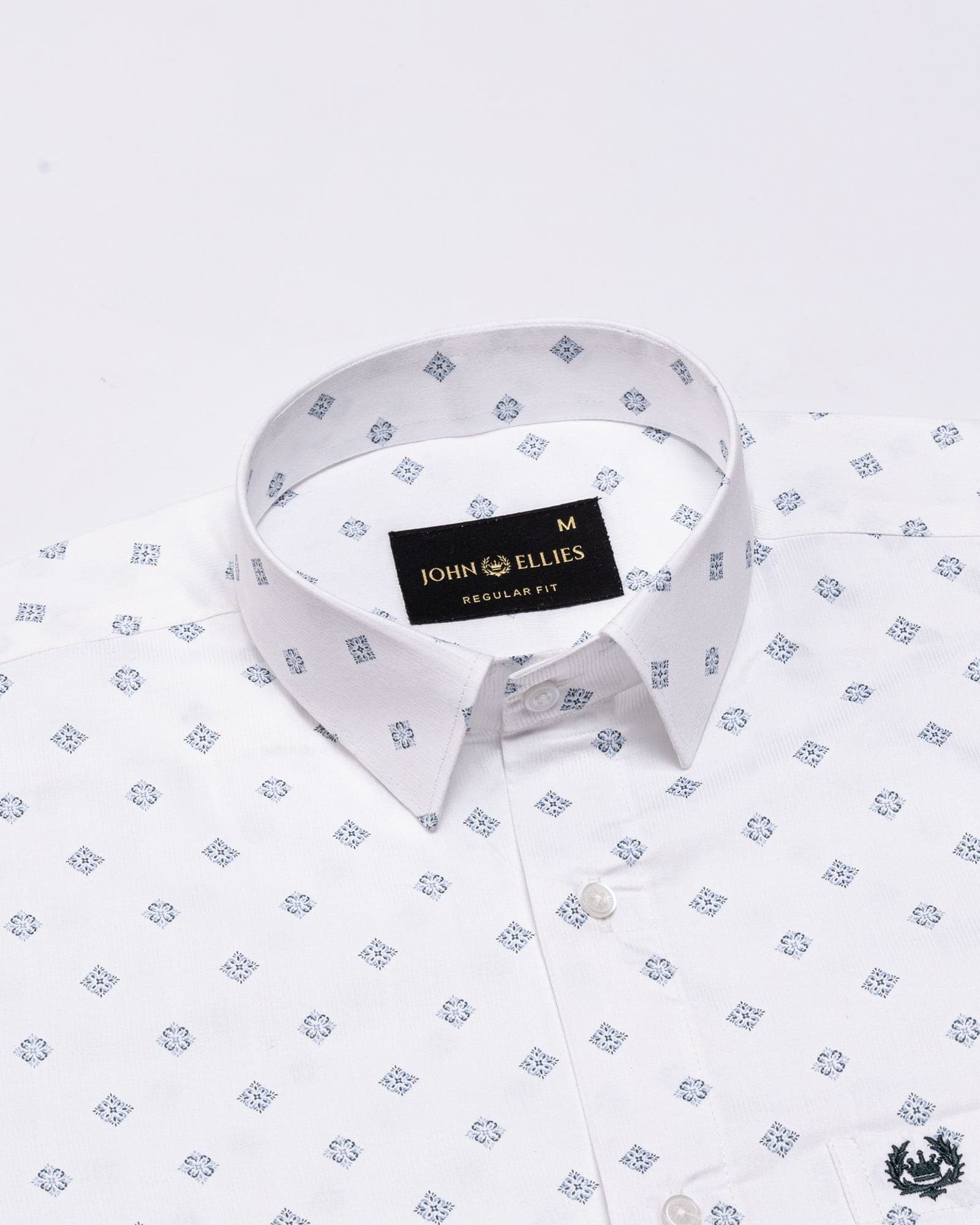 Santry Blue Geometric Printed Cotton Shirt