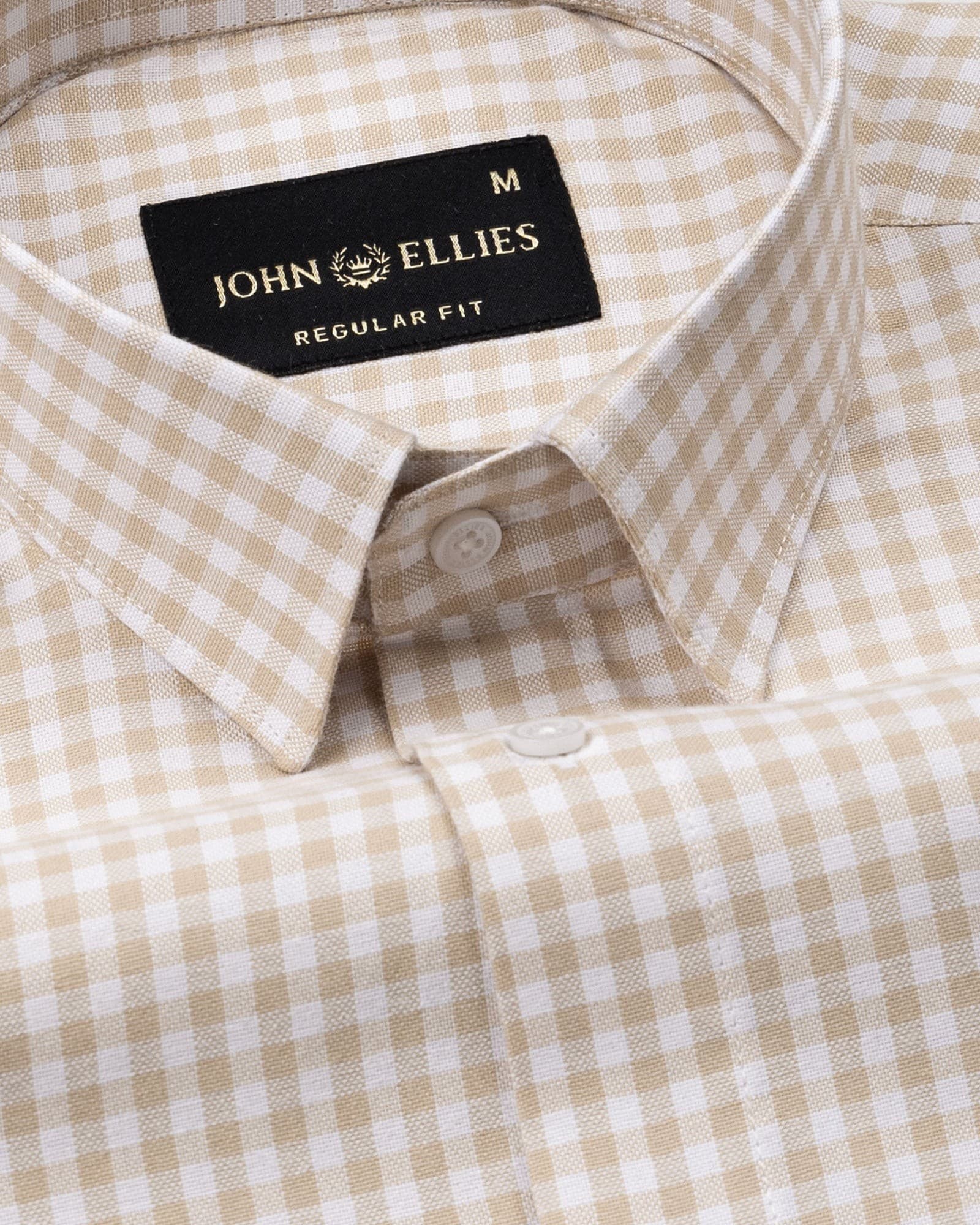 Prascot Cream Check Oxford Cotton Shirt