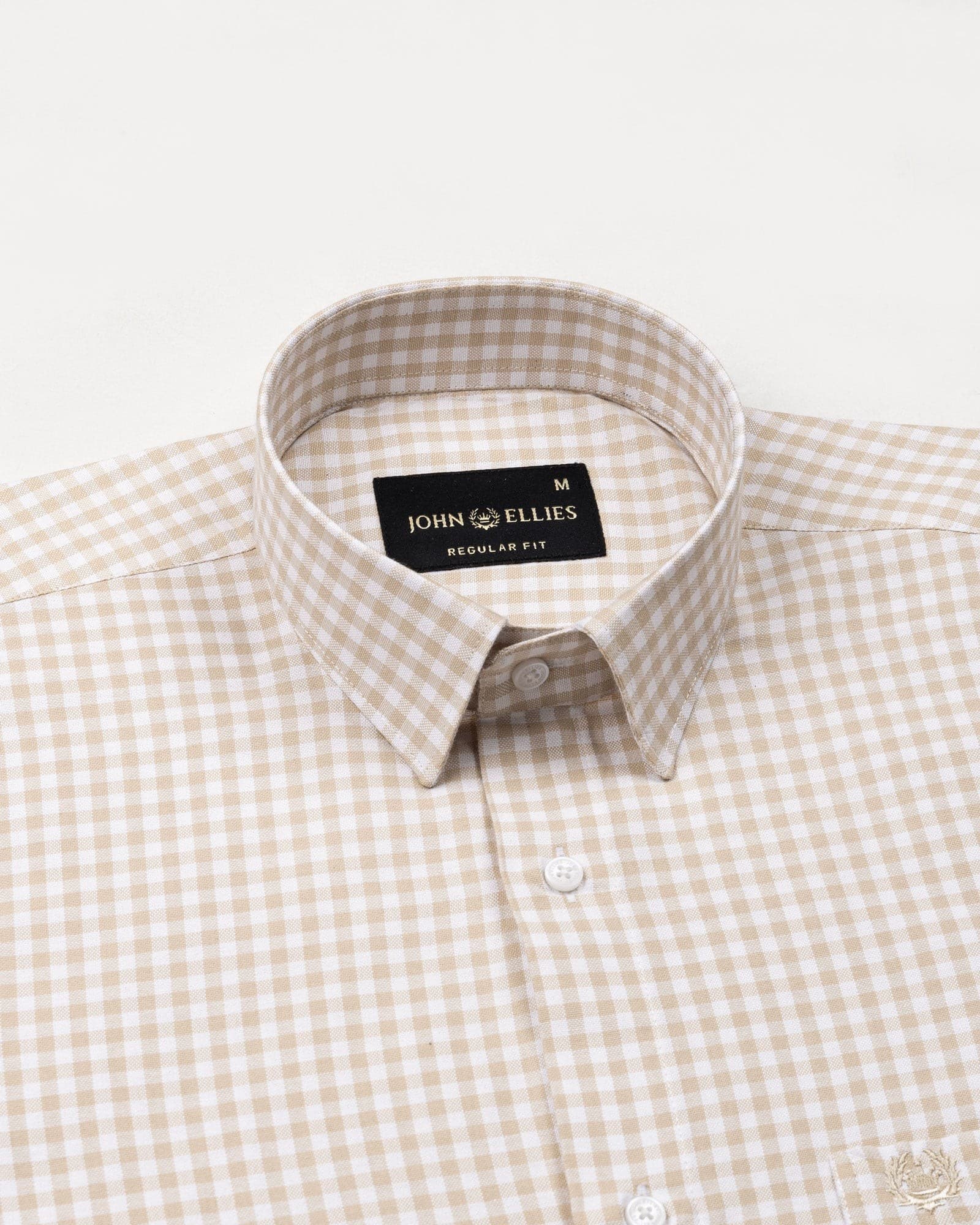 Prascot Cream Check Oxford Cotton Shirt