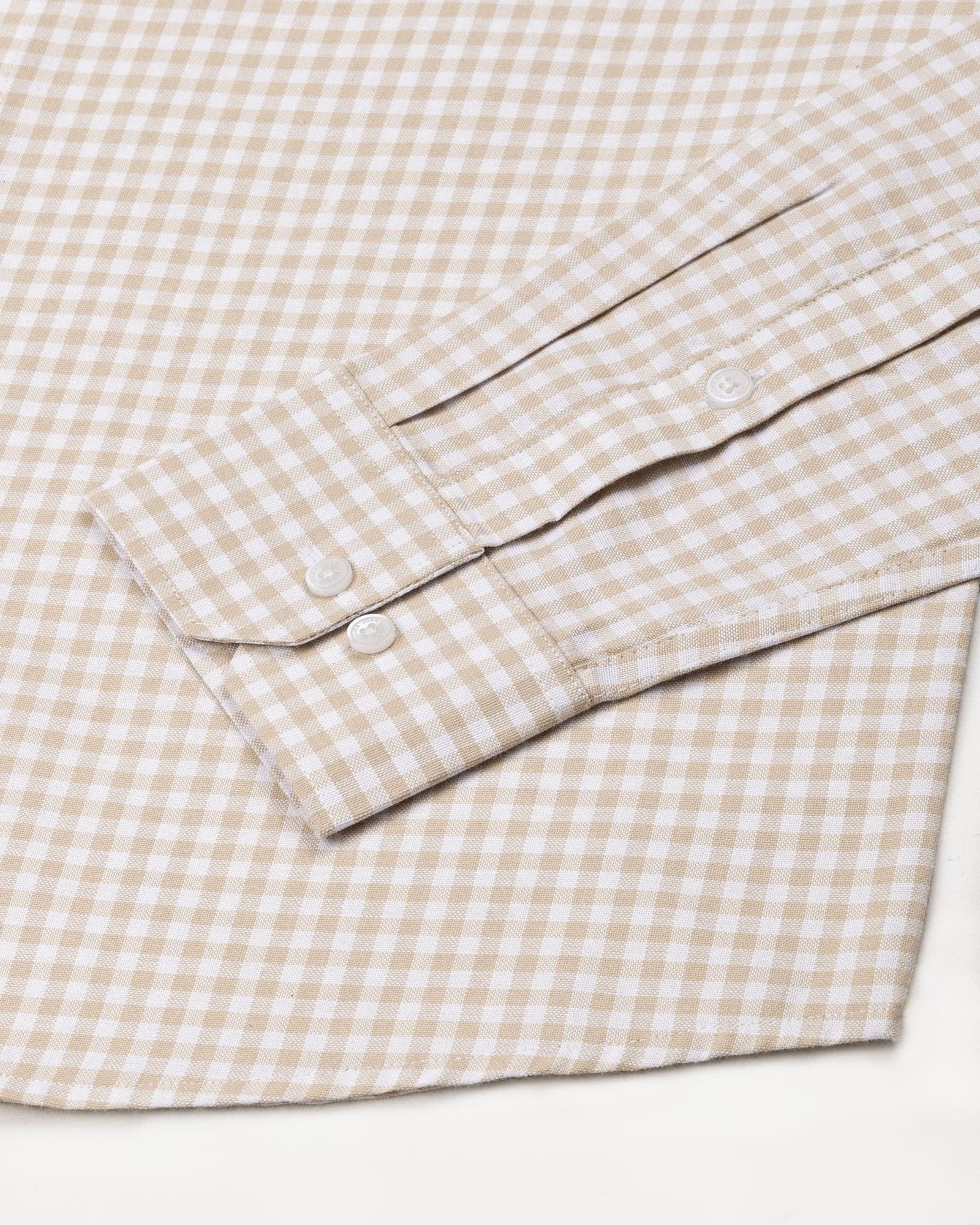 Prascot Cream Check Oxford Cotton Shirt