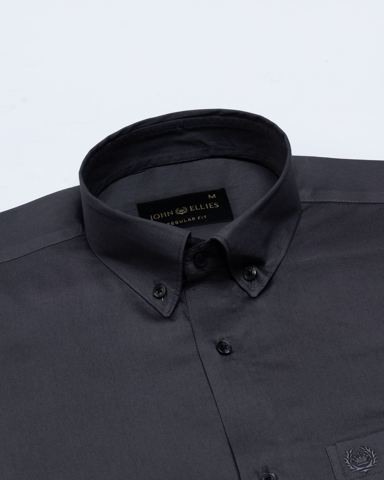 Griphen Grey Plain Button Down Cotton Shirt